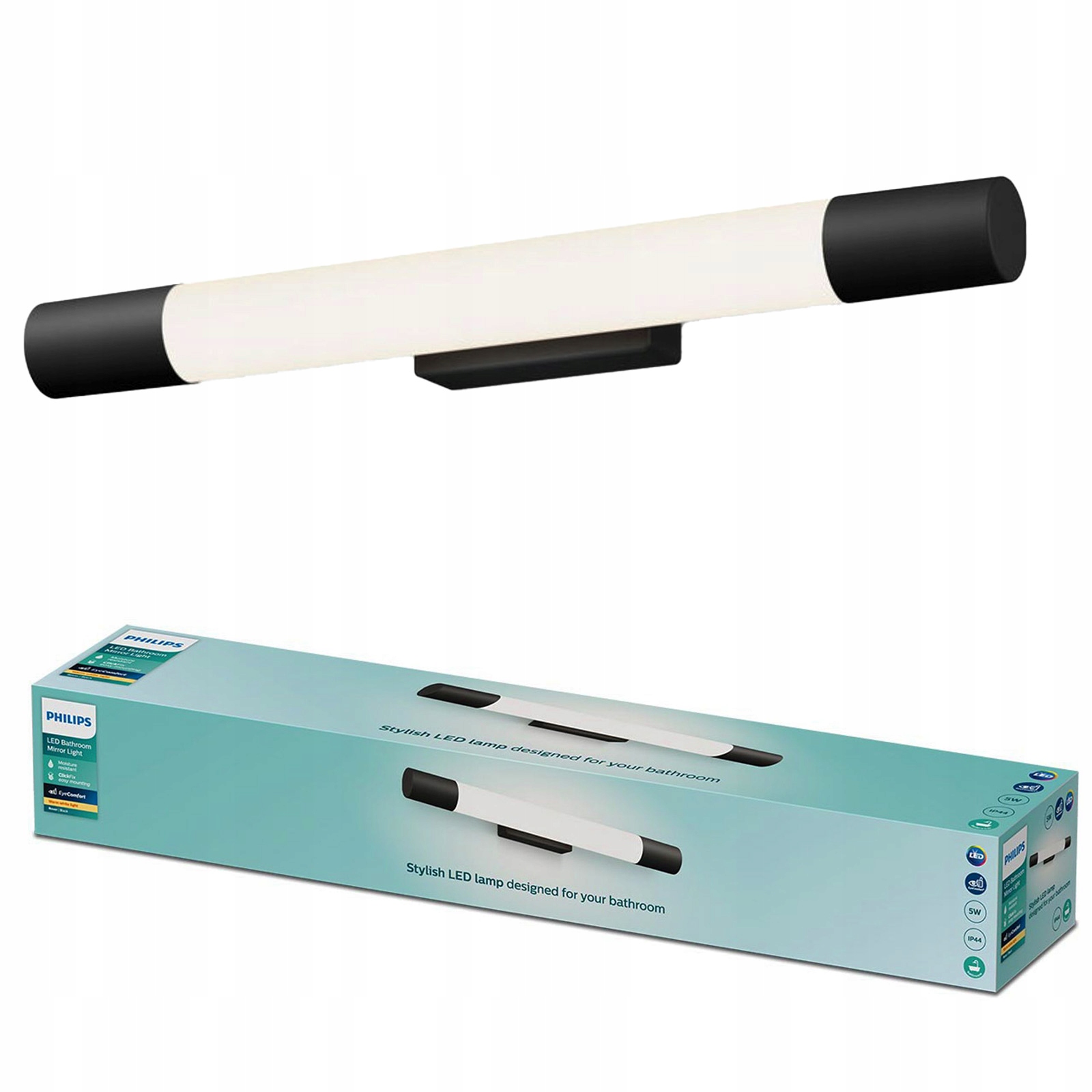 Lampa nad Zrcadlo Led 5W 730lm 2700K 44cm IP44 Černá Rover Philips