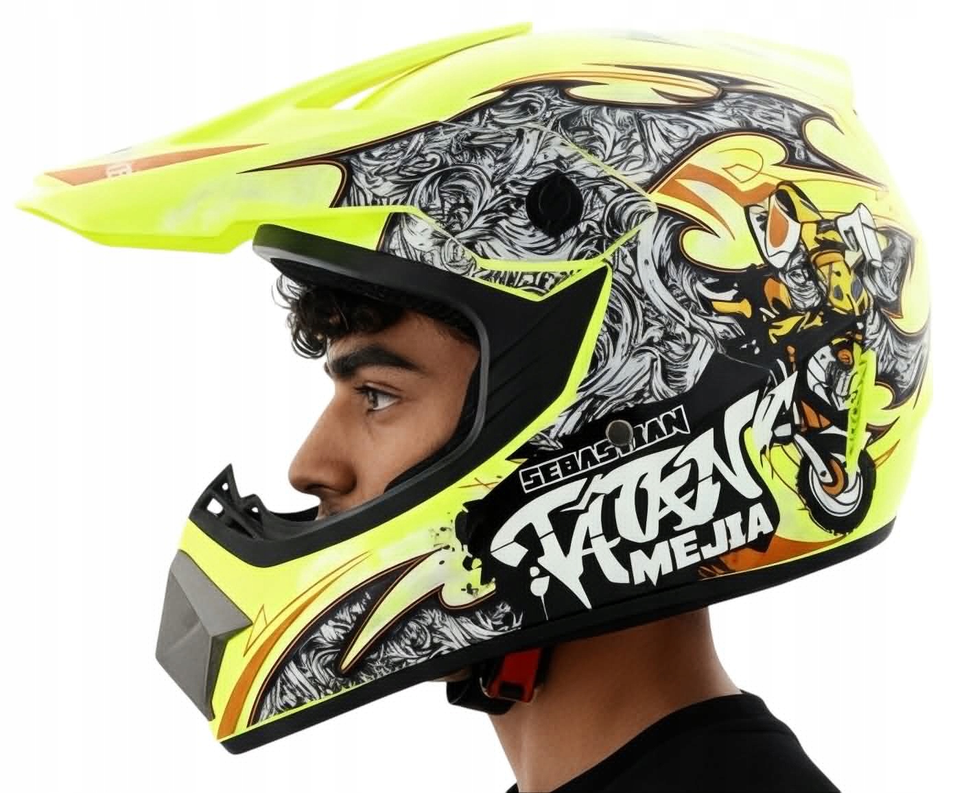 Kask Czarny Hulajnoga Elektryczna Żółty Fluo Rower Bmx Downhill L 59-60cm