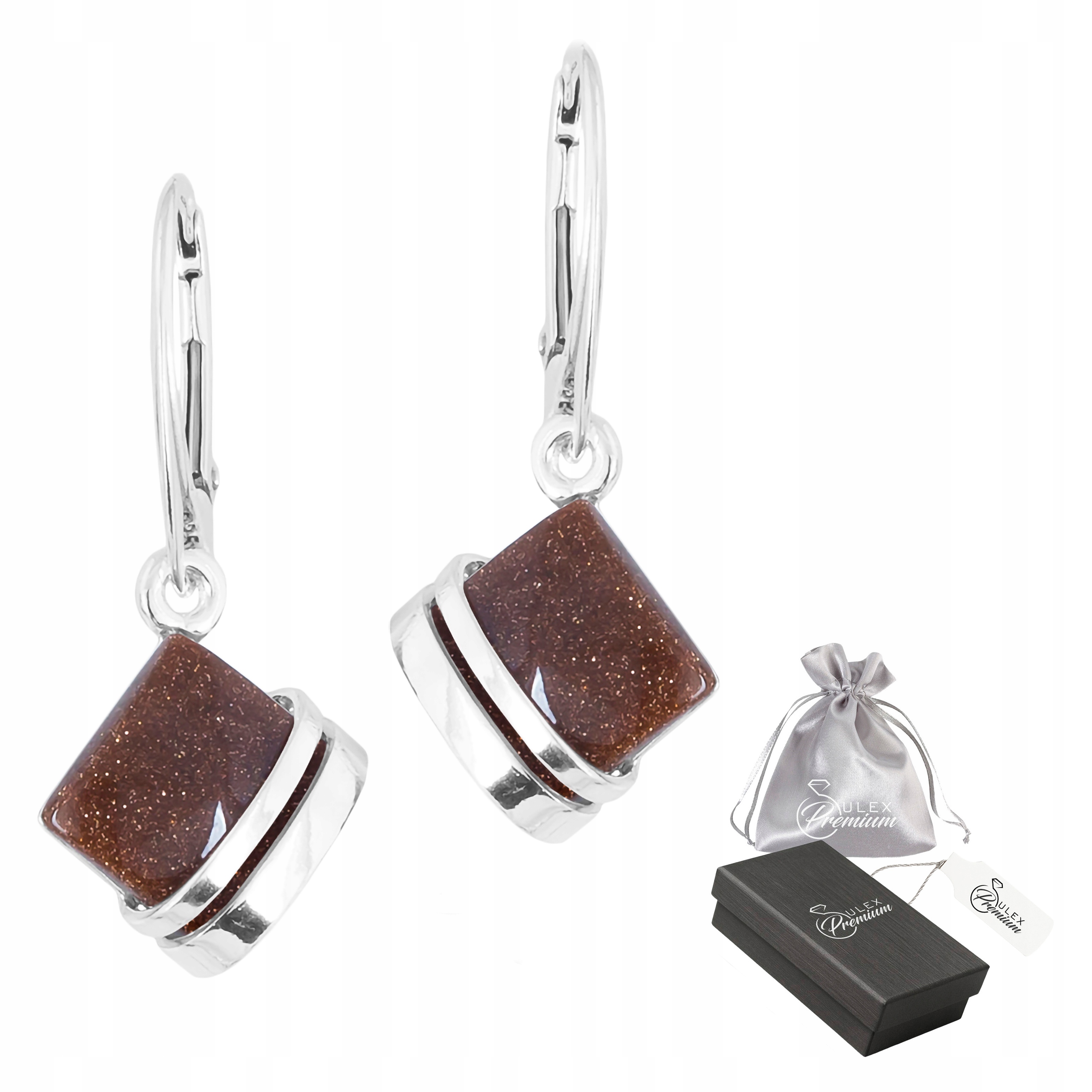 Elegantní náušnice ze stříbra 925 s diamanty a pouštním pískem pro ni