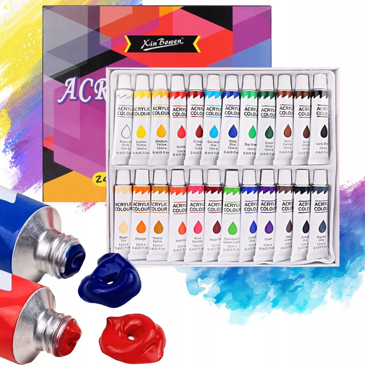 Akrylové Barvy Velká Sada Akrylových Barev 24x12ml Barva Akrylová