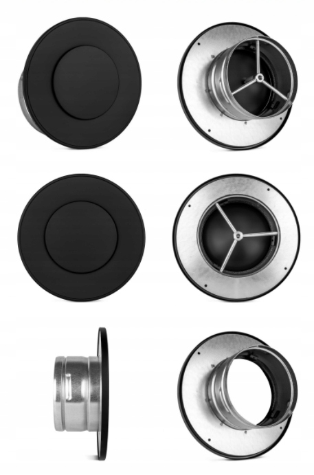 Anemostat Nawiewno-Wywiewny ASV 150 Czarny DARCO z filtrem powietrza ZESTAW Kształt okrągły