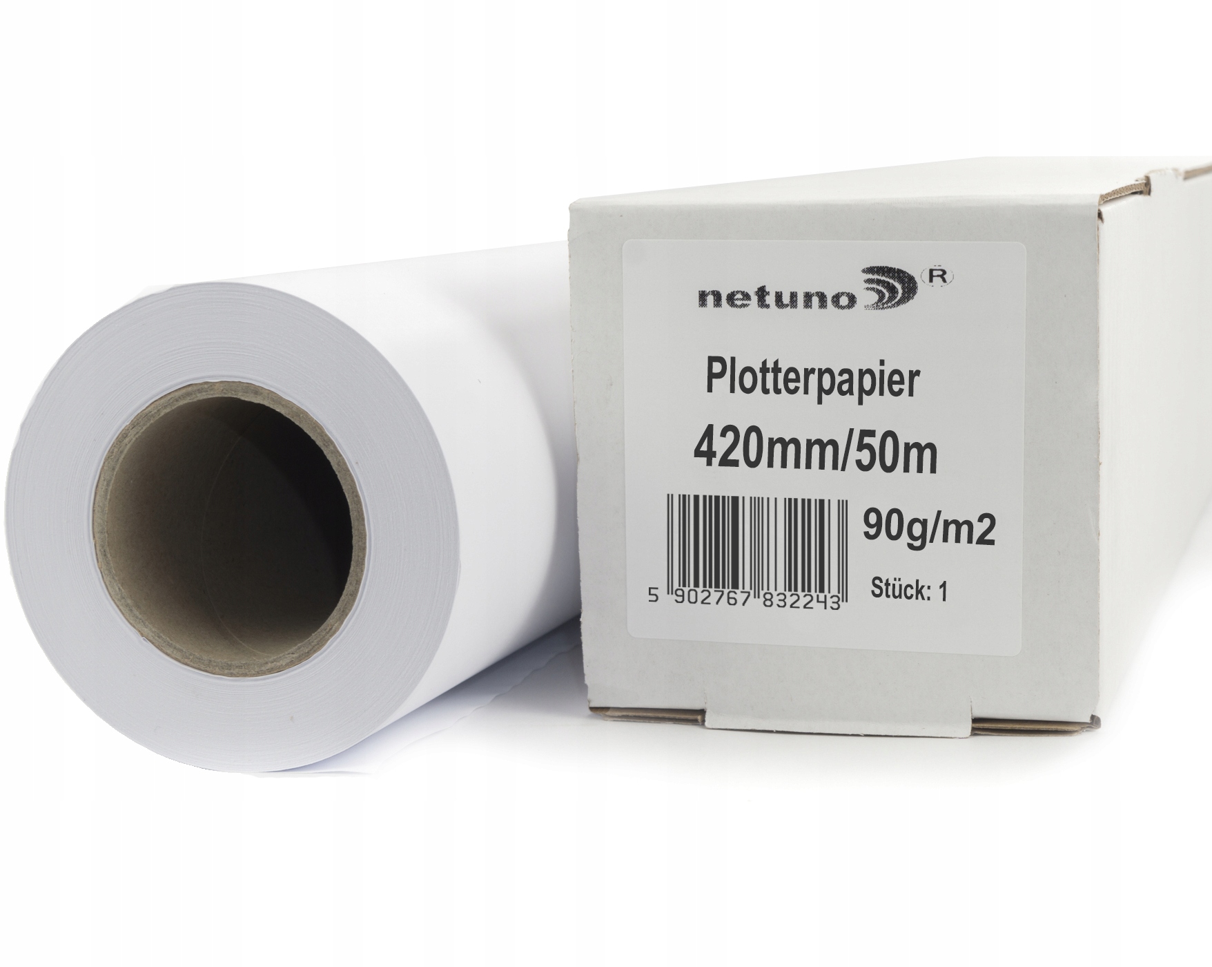 Papier do plotera w roli 420 x 50mb 90g od Netuno biały do projektów planów