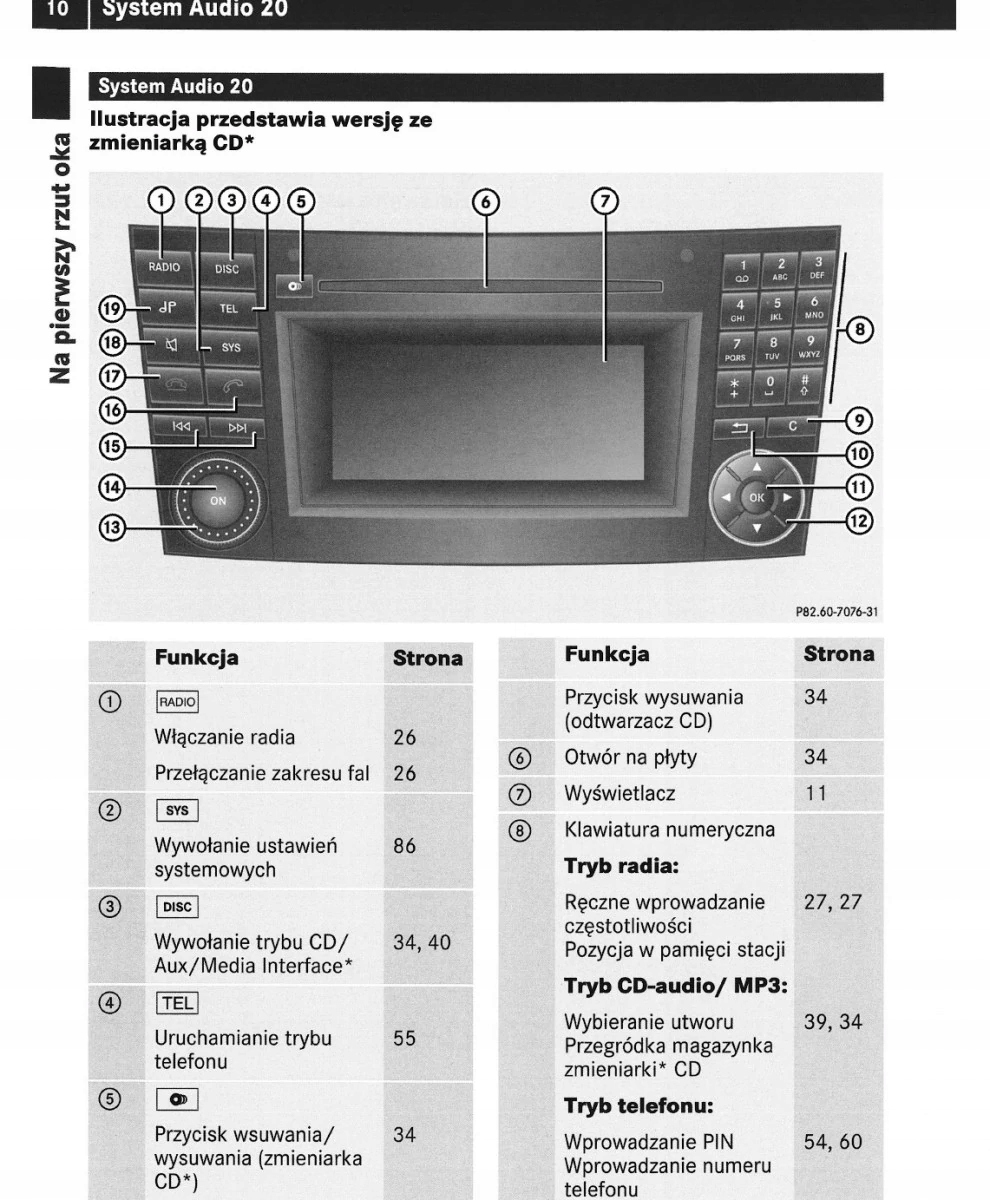 Mercedes Audio 20 Radio+Telefon Instrukcja Obsługi Marka Inna