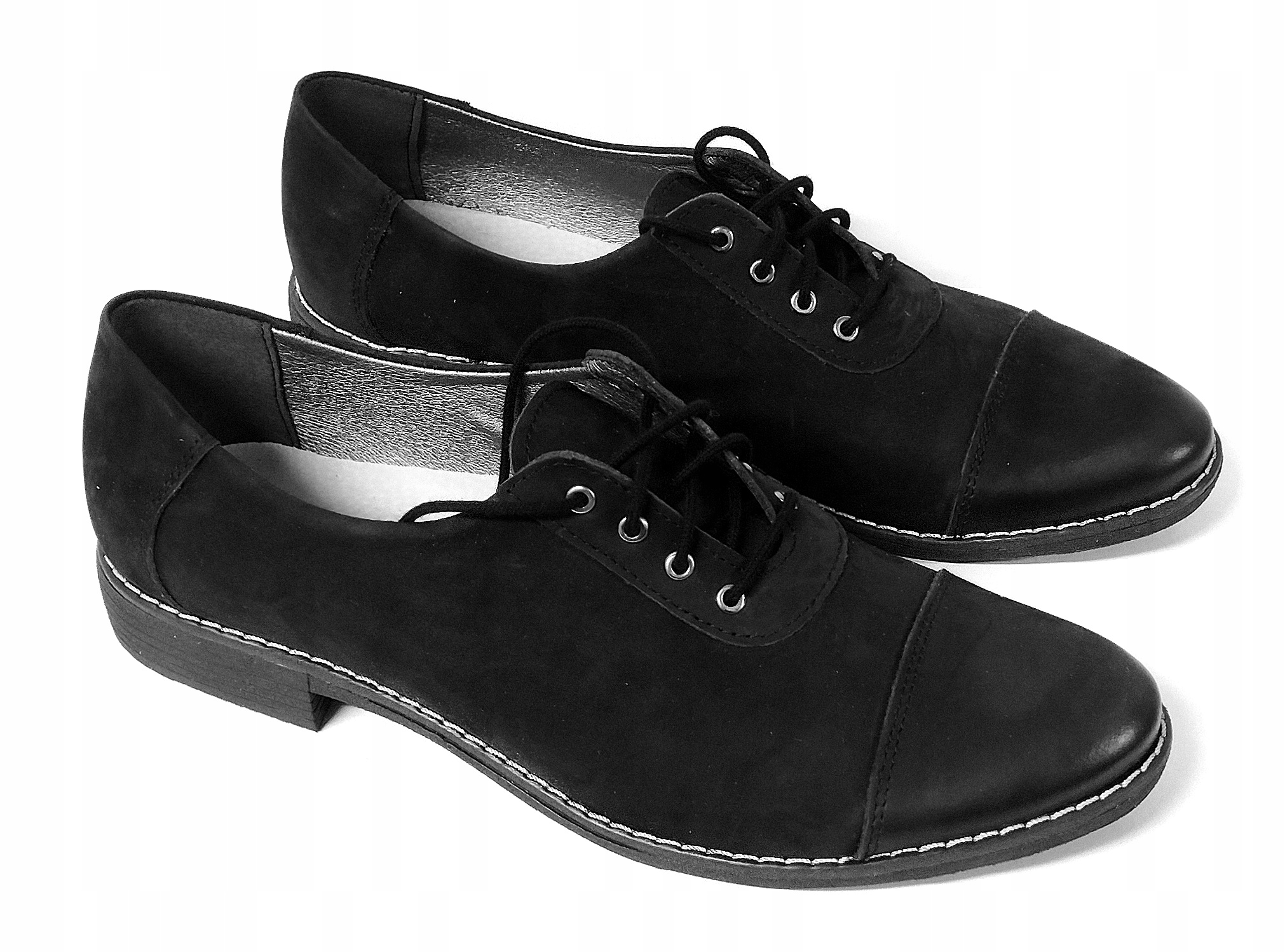 UNI-90 Stylové Oxfordy Módní Jazzovky Přírodní Kůže Polský Výrobek 40