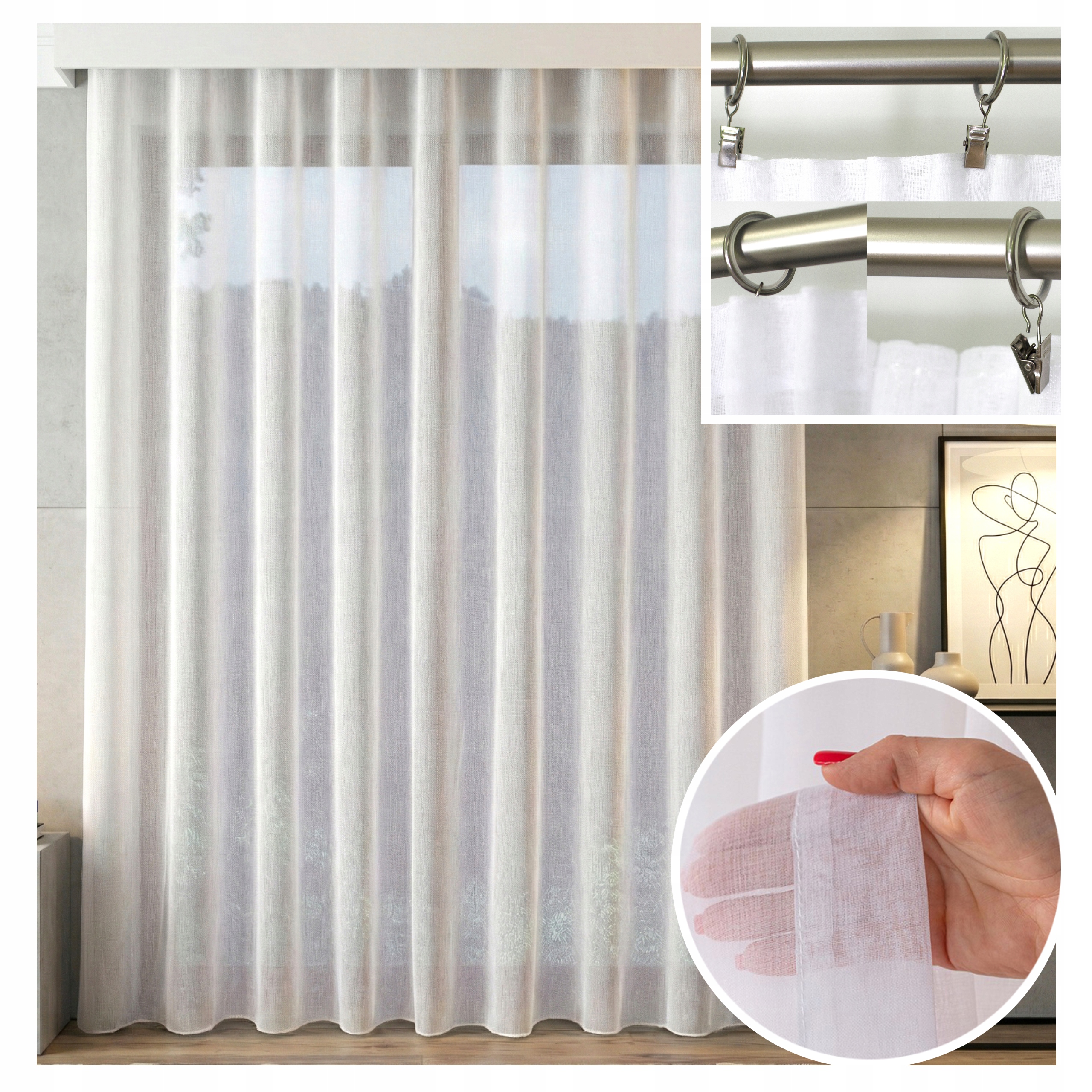 Hotová Záclona Moderní Paulina Etamina Olověná páska 450x210 cm Žabky