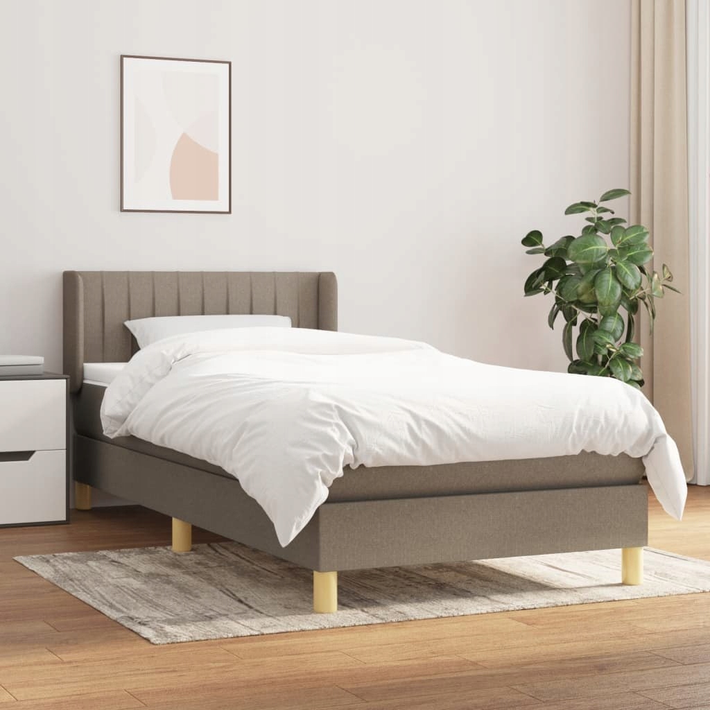 Kontinentální postel s matrací, taupe, látka, 100 x 200 cm