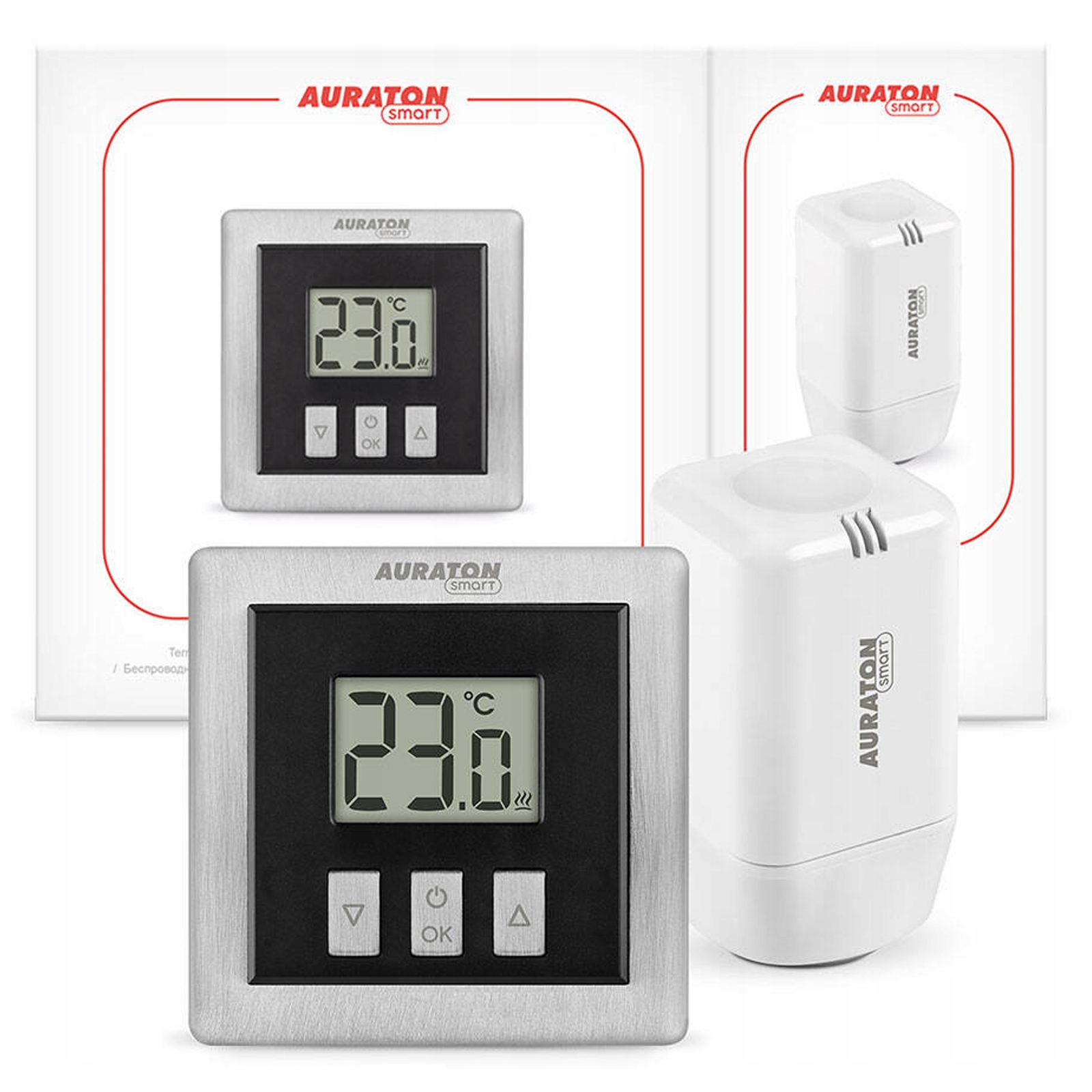 Sada Pro Vytápění Radiátor Set Pokojový Termostat Hlavice Smart Auraton