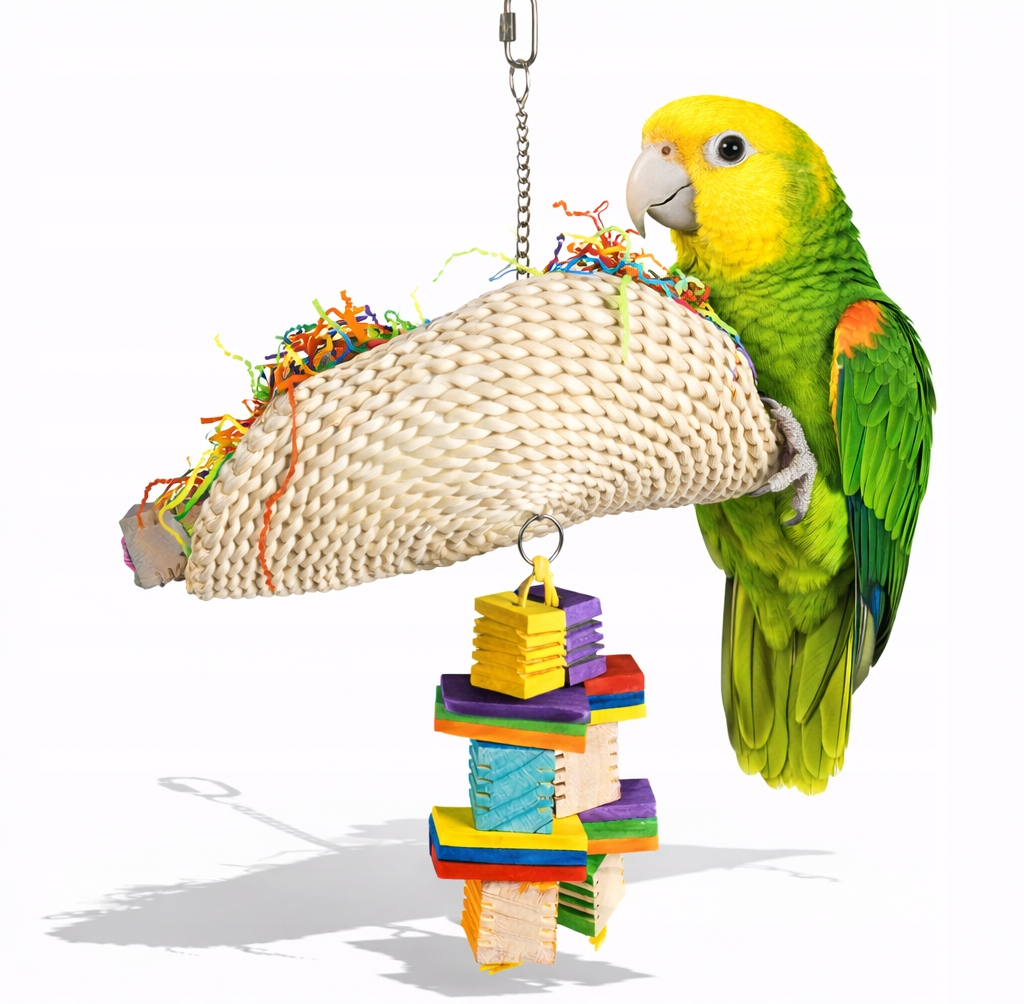 Taco s občerstvením 40 cm Přírodní hračka pro papoušky
