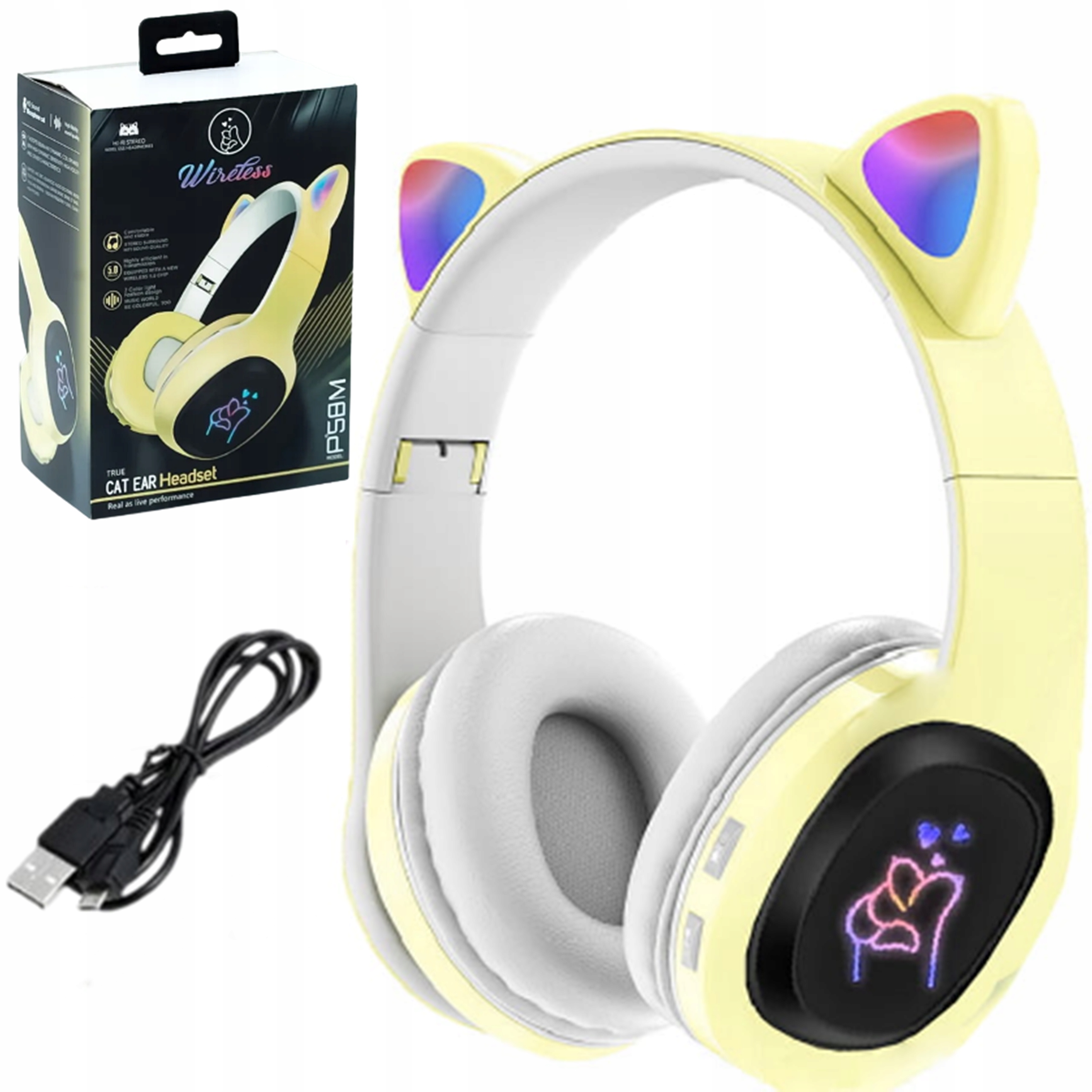 

Słuchawki Dla Dzieci Bluetooth Led Rgb Kocie Uszy
