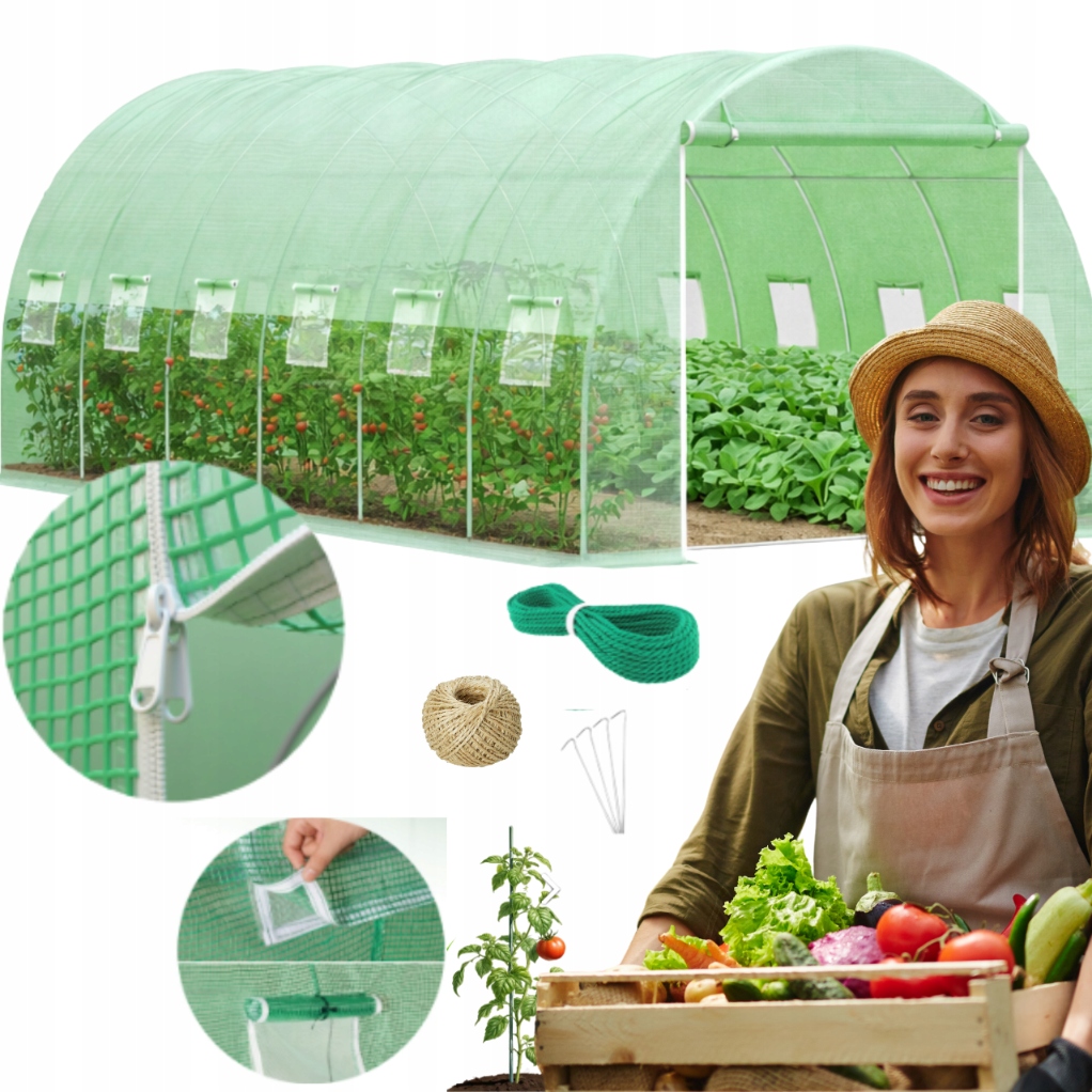 Zahradní Fóliový Tunel Skleník Pro 3x6 m 18 m2 Rám Pozink Filtr UV4 Pvc