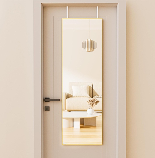Plnohodnotné zrkadlo Koonmi 41x127 cm zlaté, dverové