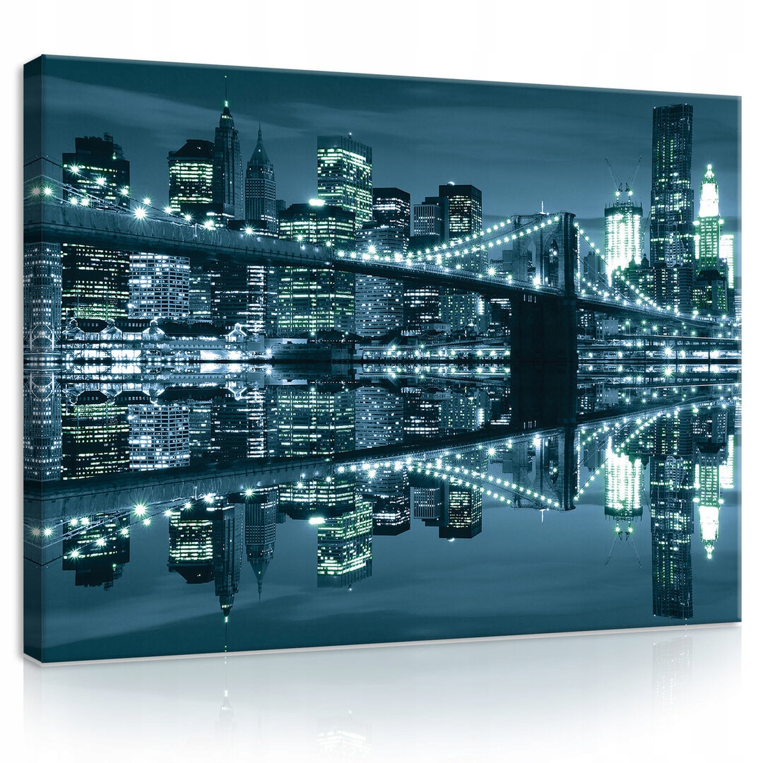Obraz 80x60 New York Brooklynský most, noční město, městská krajina