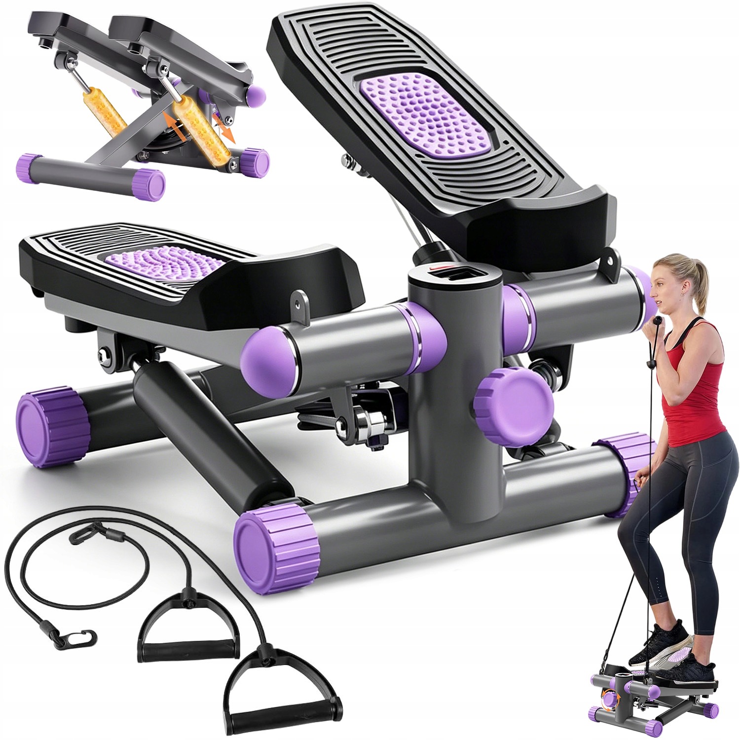 Otočný Stepper S Lany Pro Aerobní Fitness Cvičení, Počítadlo, Regulace 2V1