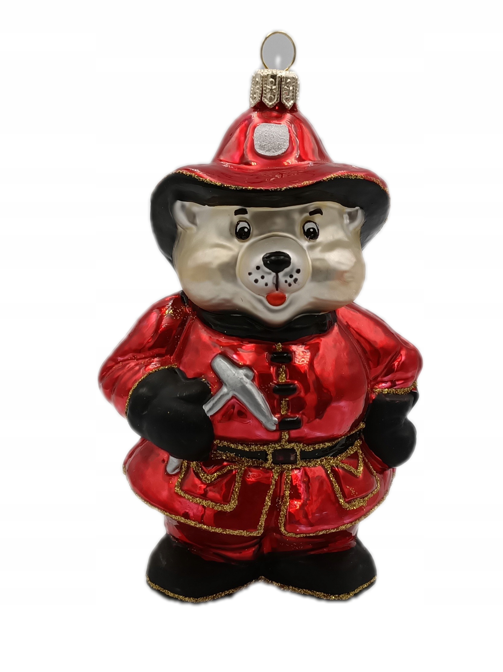 

Bombki Choinkowe Szklane Miś strażak 12cm