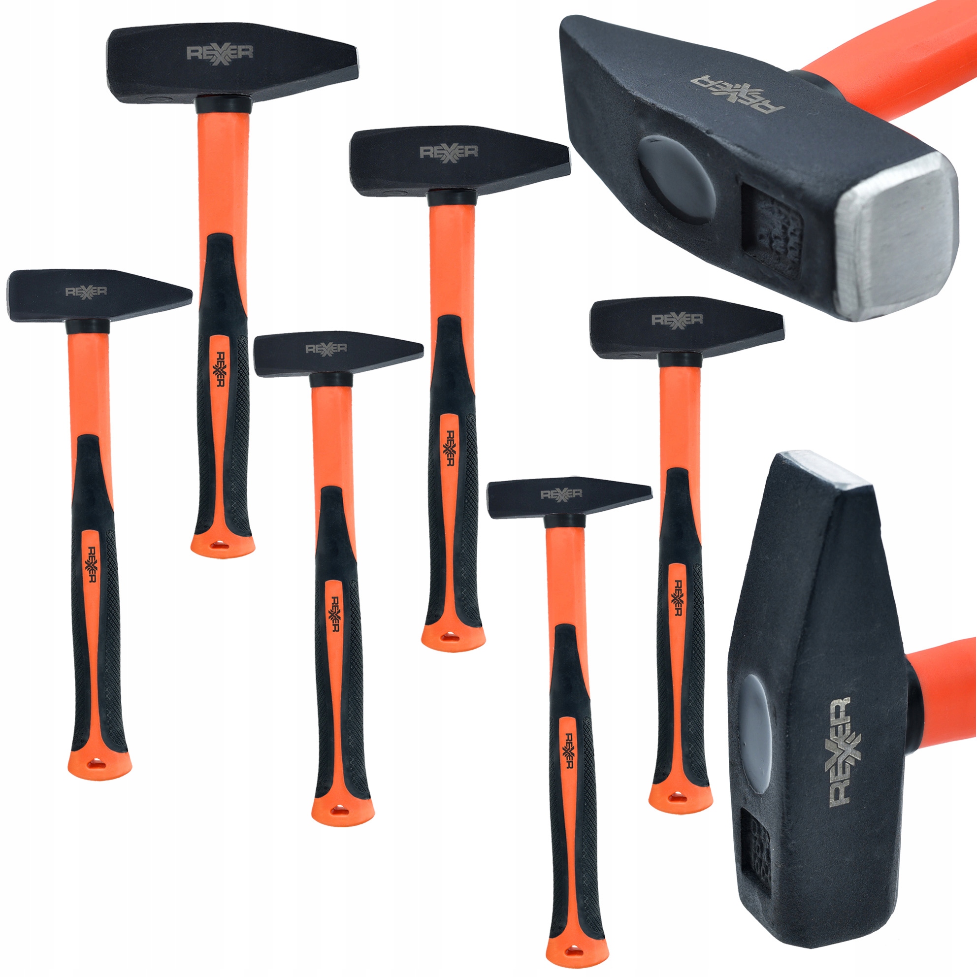 Zestaw Młotków Ślusarskich 6szt 300-2000 g Trzonek Z Włókna Szklanego