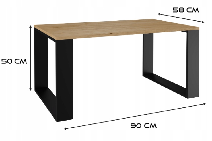 Ława / Stolik Kawowy Do Salonu Artisan +Czarny 90cm MODEMO III TS -3 Kolory Wysokość mebla 50 cm