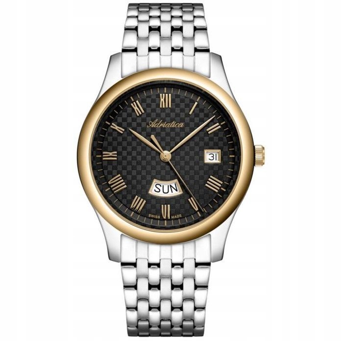 Adriatica pánské hodinky dvoubarevné s černým ciferníkem a datumovkou