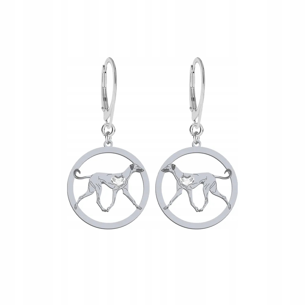 Stříbrné Náušnice se psem Sloughi 925 Šperky Gravírování Dedikace Bonus