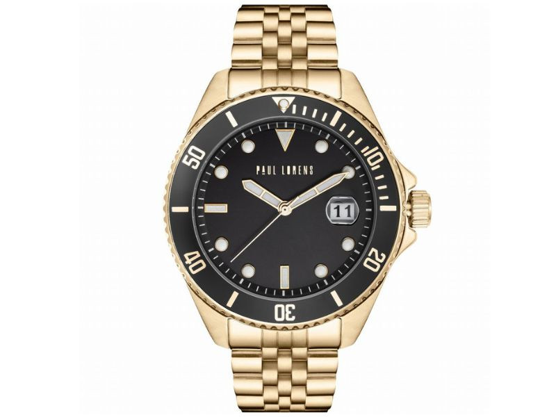 Ocelový pánské hodinky s černým zlatým ciferníkem a ciferníkem na mesh náramku