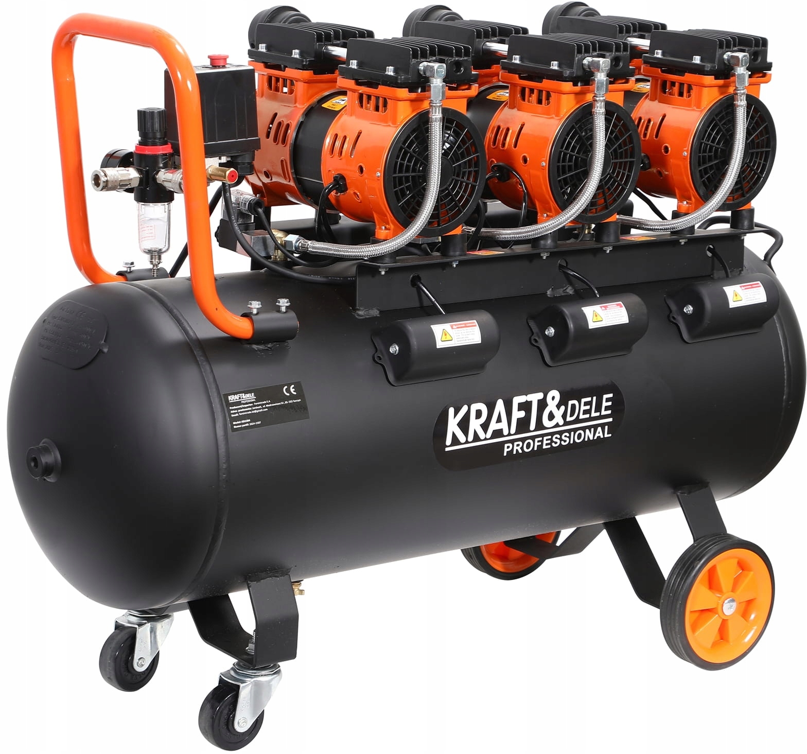 Bezolejový Kompresor 100L 8BAR 6kW 580L/MIN Kompresor Kraft&dele KD1394