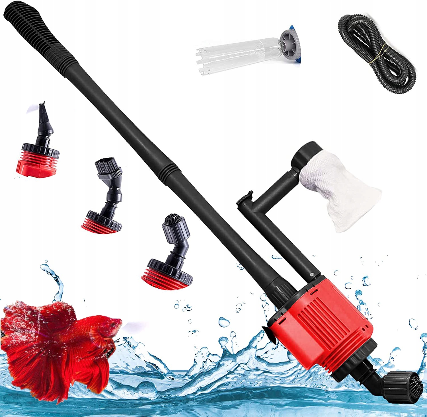 Levně Vysavač Do Akvária 6V1 S Nastavitelnou Délkou A Silou Proudu