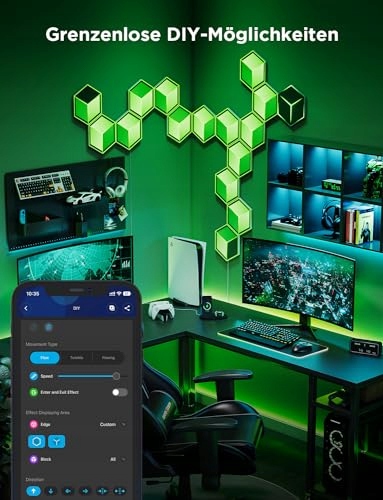 GOVEE Glide Hexagon RGBIC Lampa Ścienna LED Wi-Fi 10 Paneli Alexa Gaming — miniatura 4