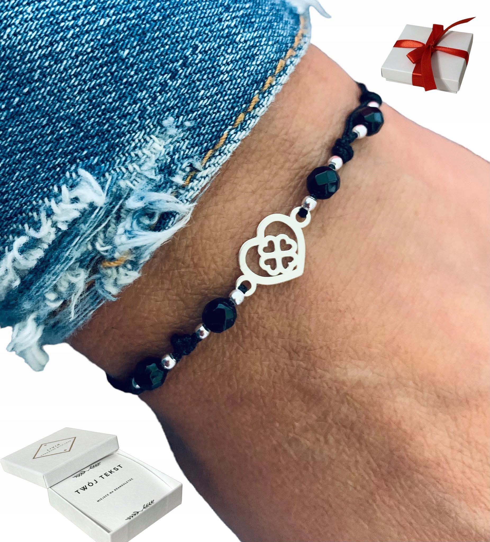 Pamiątka bierzmowania, bransoletka Serce, srebro Twój Tekst