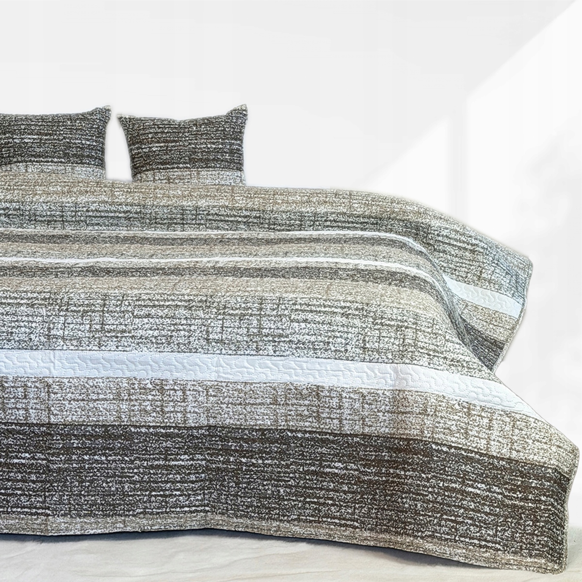 Dwustronna Narzuta na Łóżko Pled Tavira Beż Brąz 220x240 cm 2 poszewki