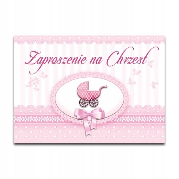 

Zaproszenie Na Chrzest - 2 sztuki różowe
