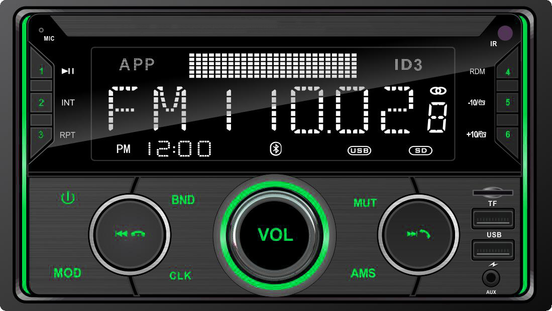 RADIO SAMOCHODOWE 2-DIN BLUETOOTH USB SD RDS LCD RGB MIKROFON PILOT ZESTAW Szerokość produktu 18 cm