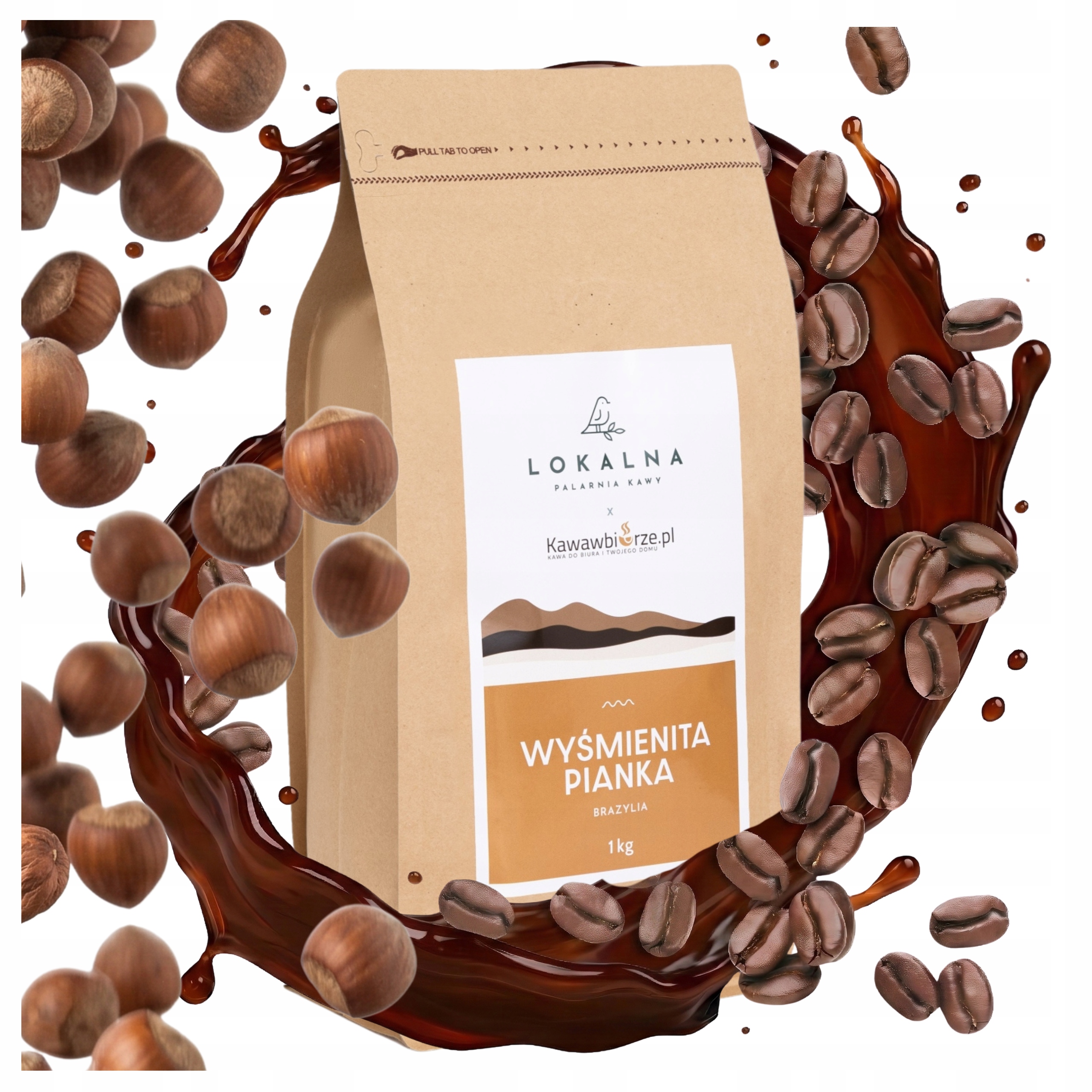 Kawa Ziarnista 1kg Arabica 100% Smakowa Orzechowa Brazylia Delikatna 1 kg