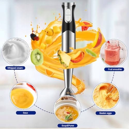 NWOUIIAY Blender Ręczny 6w1 1200W Zestaw Stalowy Do Zup Sałatek Warzyw — miniatura 4