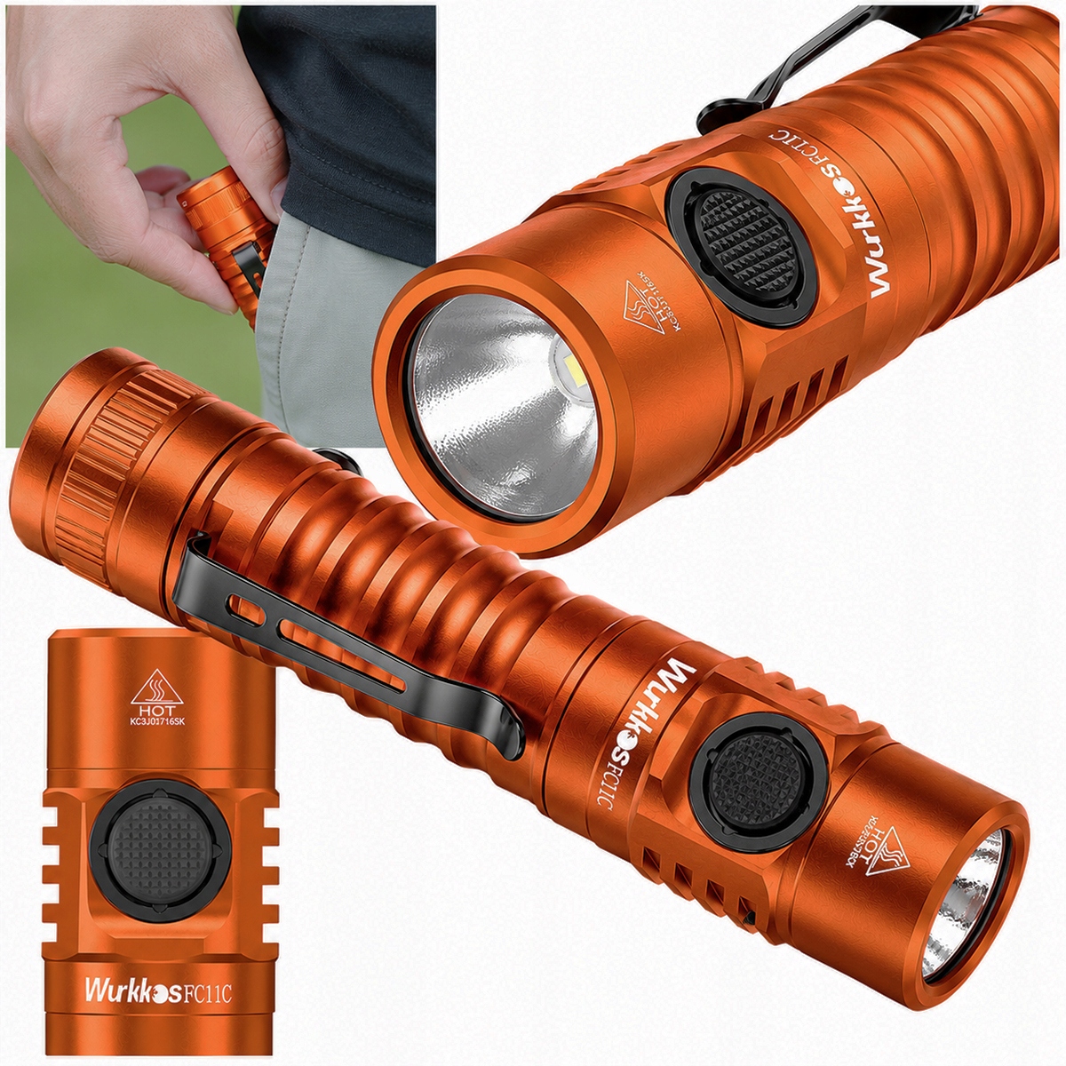 Wurkkos Lat FC11C Po Latarka Led Nichia 519A 1200 lm pomarańczowa