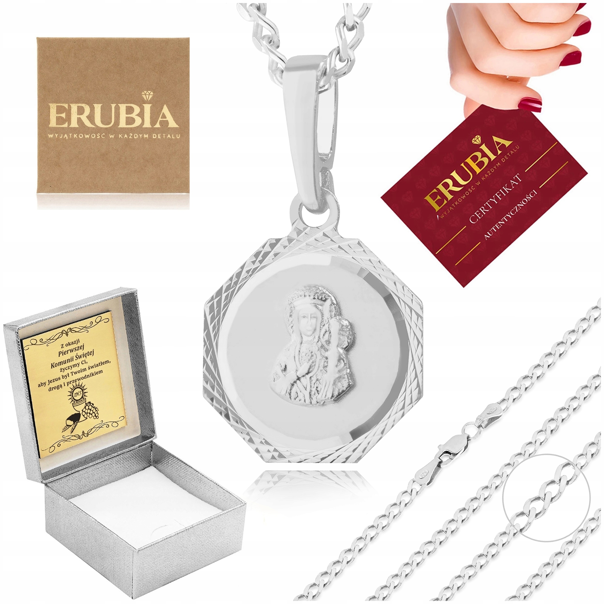 Stříbrný Řetízek K Prvnímu Svatému Přijímání 925 Přívěsek Medailon Dárek Ke Křtinám Svatého