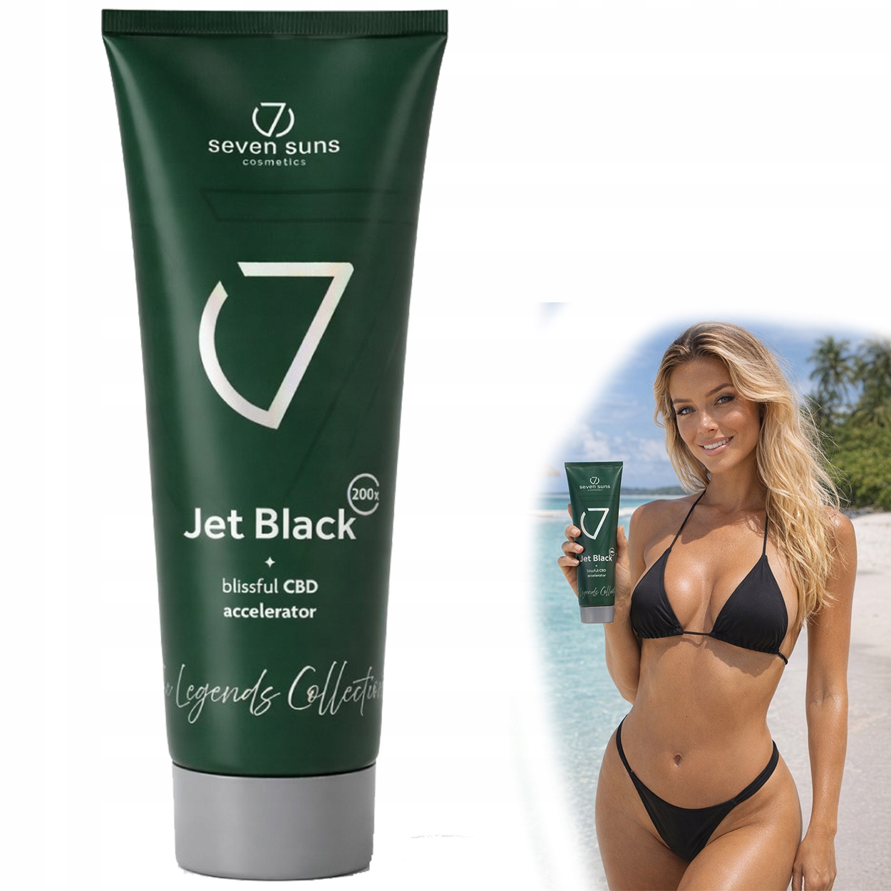 Urychlující balzám na opalování 7suns The Legends Jet Black Blissful 250 ml