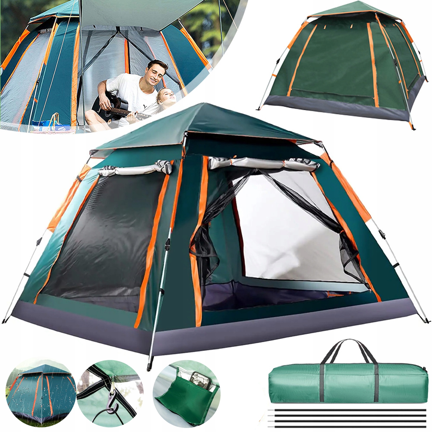 Stan Automatický Stan 3-4 Osob 205X205X145 CM Bivakovací