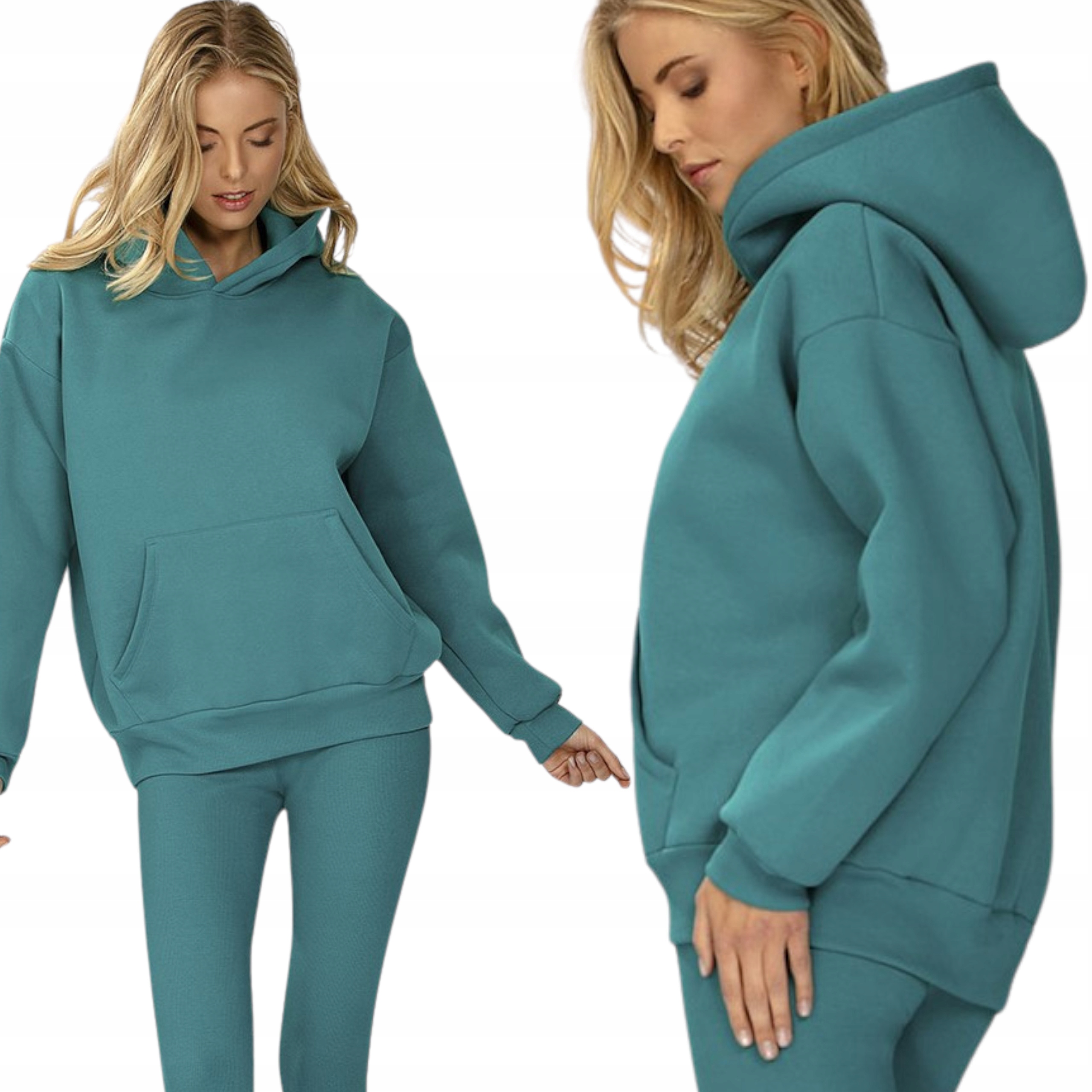 Mikina, měkká, silná, 2XL Oseye, tyrkysová