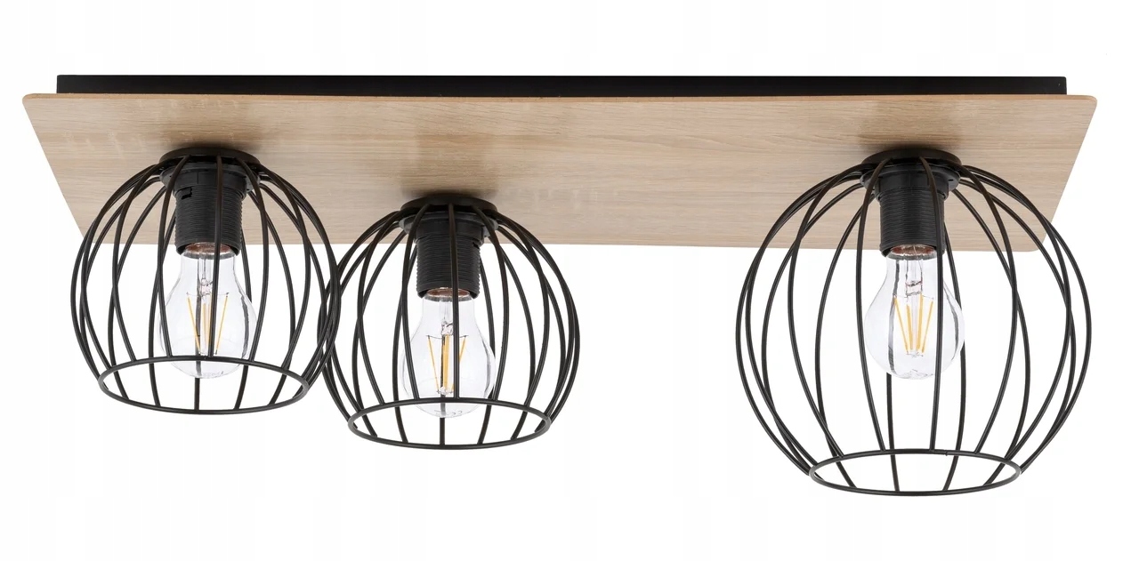 Trojitá stropná lampa obdĺžniková, svetlohnedá, čierne tienidlá 64 cm Sigma