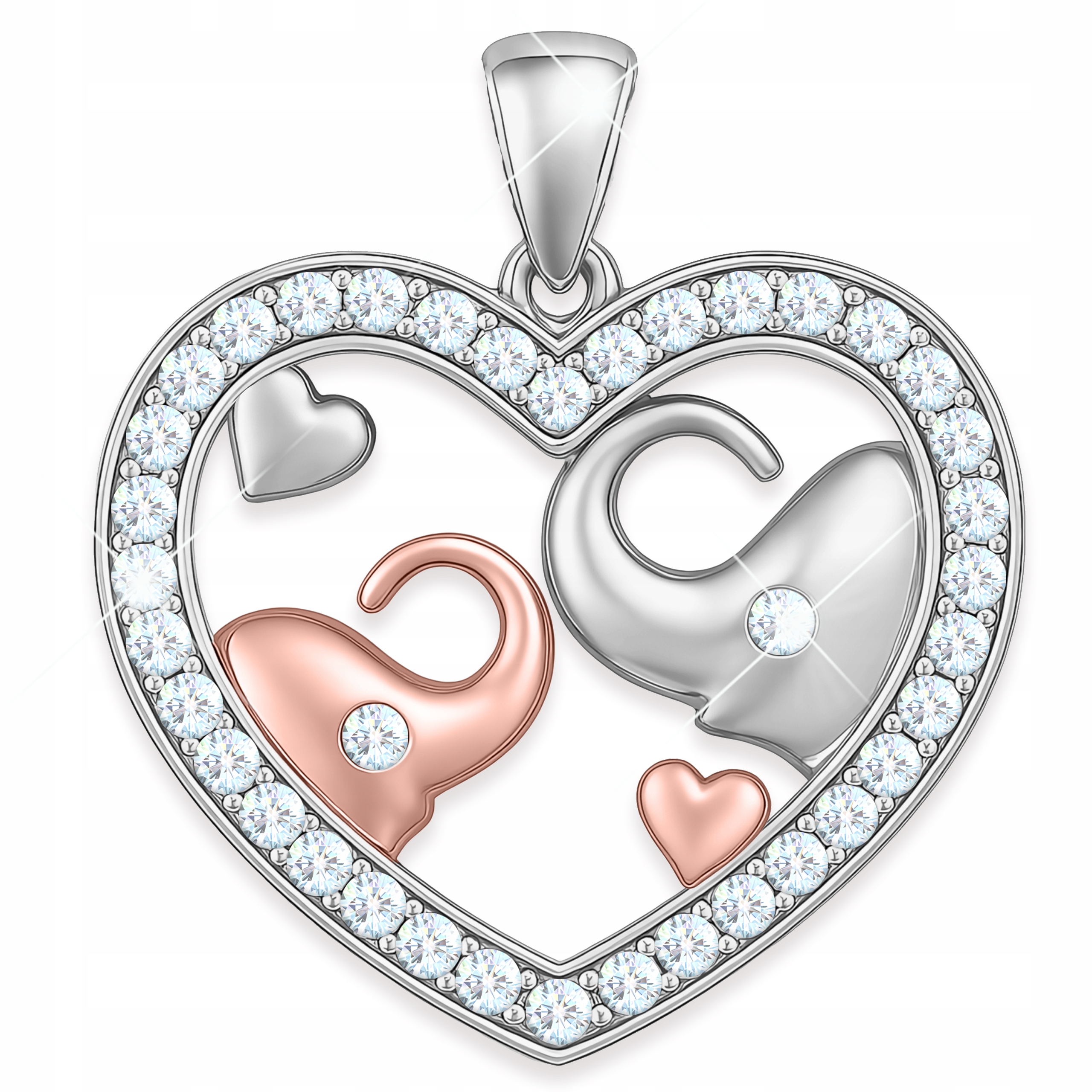 Stříbrný přívěsek na řetízek Sloní Slon se slonem Stříbro 925