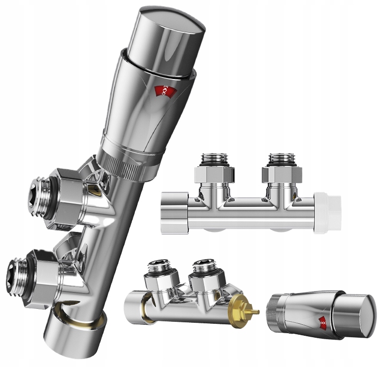 Termostatický ventil do radiátora Pex mosadzný komplet hlavica 1/2 chróm