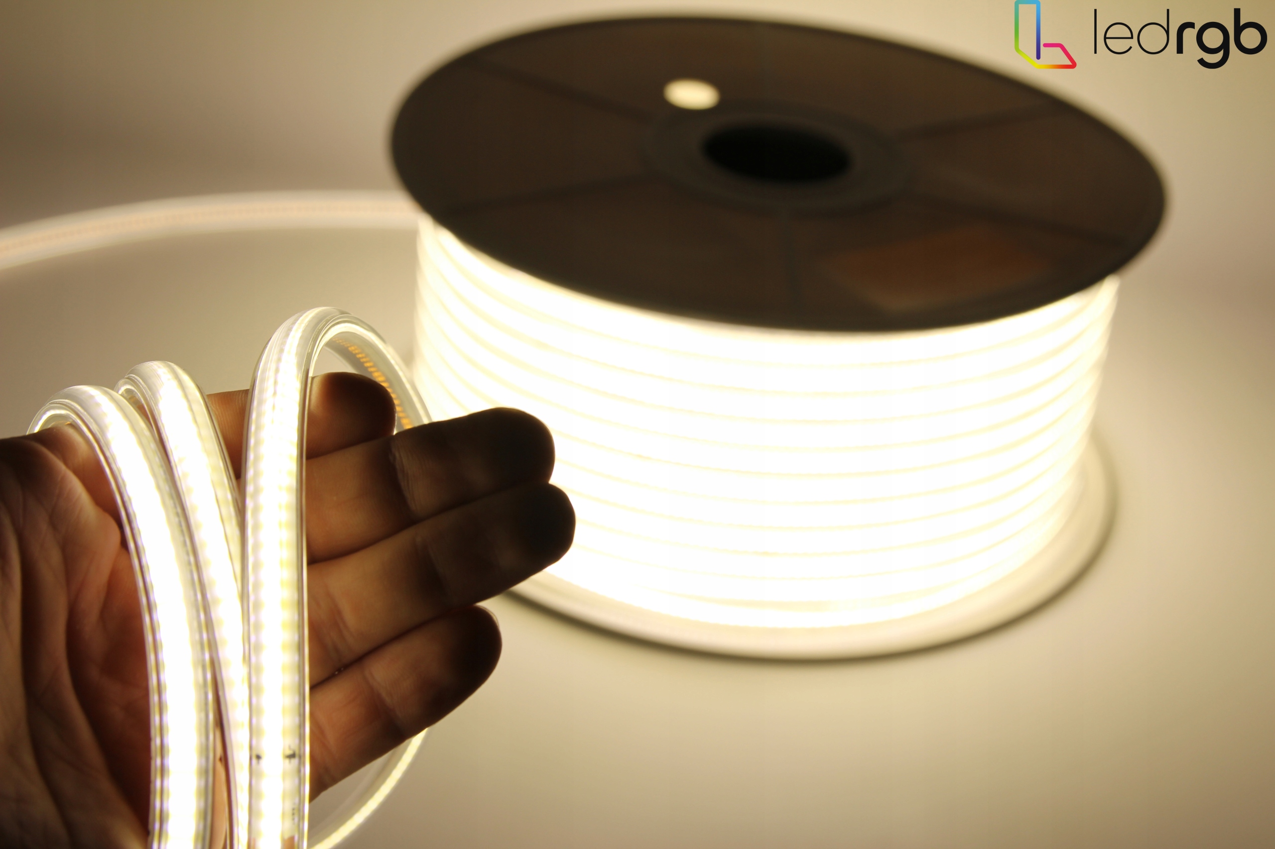 ZESTAW Taśma LED Neon COB 220V 230V 5m 4000K BIAŁA NEUTRALNA ZASILACZ ...