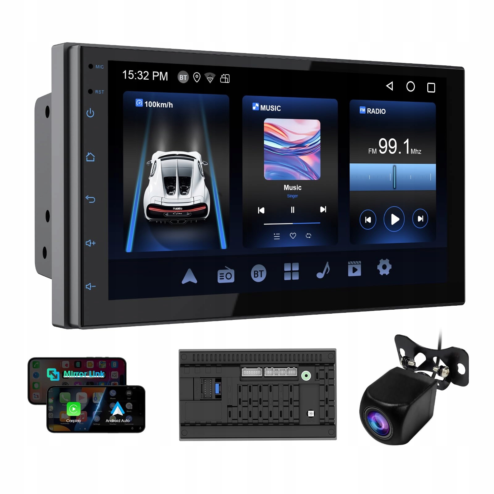 Radio 2 Din 7" CarPlay Android Auto Gps Kamera Cofania 2+64GB