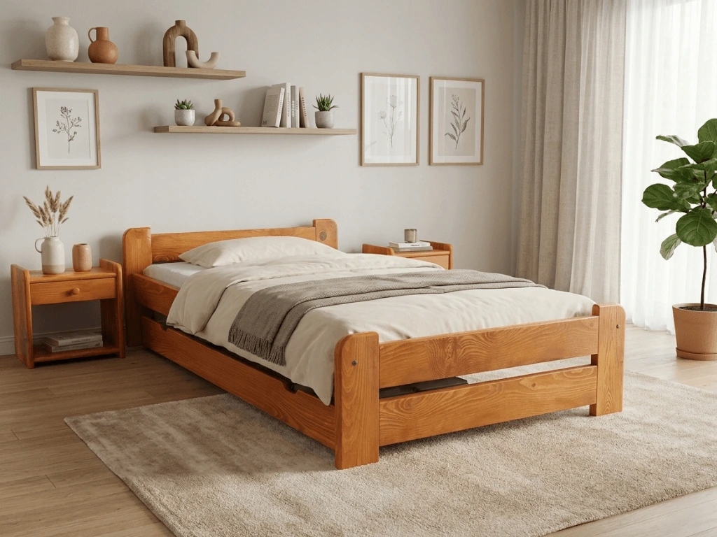 Postel Emily 90x200 cm, olše Matrace: Matrace Sommera 18 cm, Rošt: S lamelo
