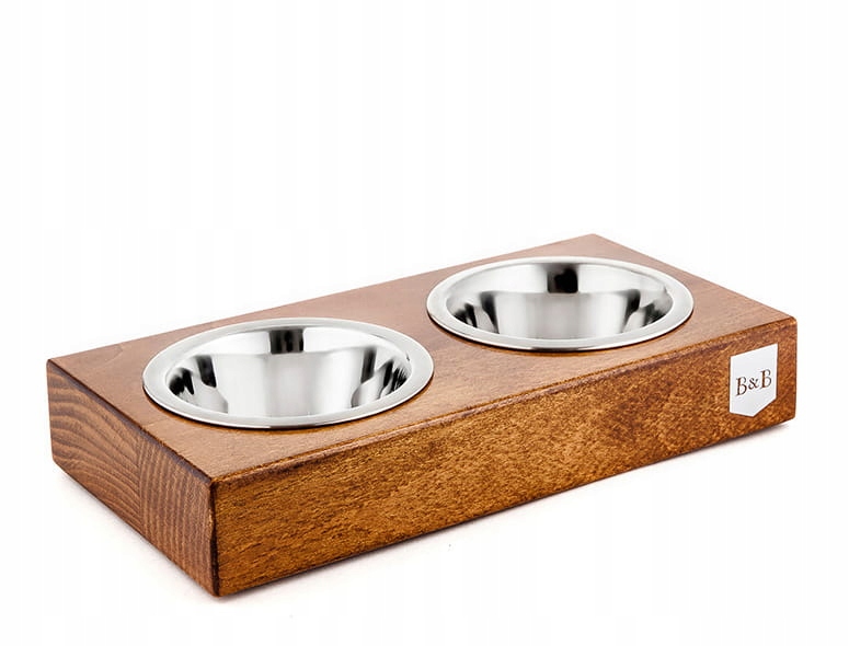 Miska z dřeva Duo Jantarová pro kočky a psa 2x220 ml