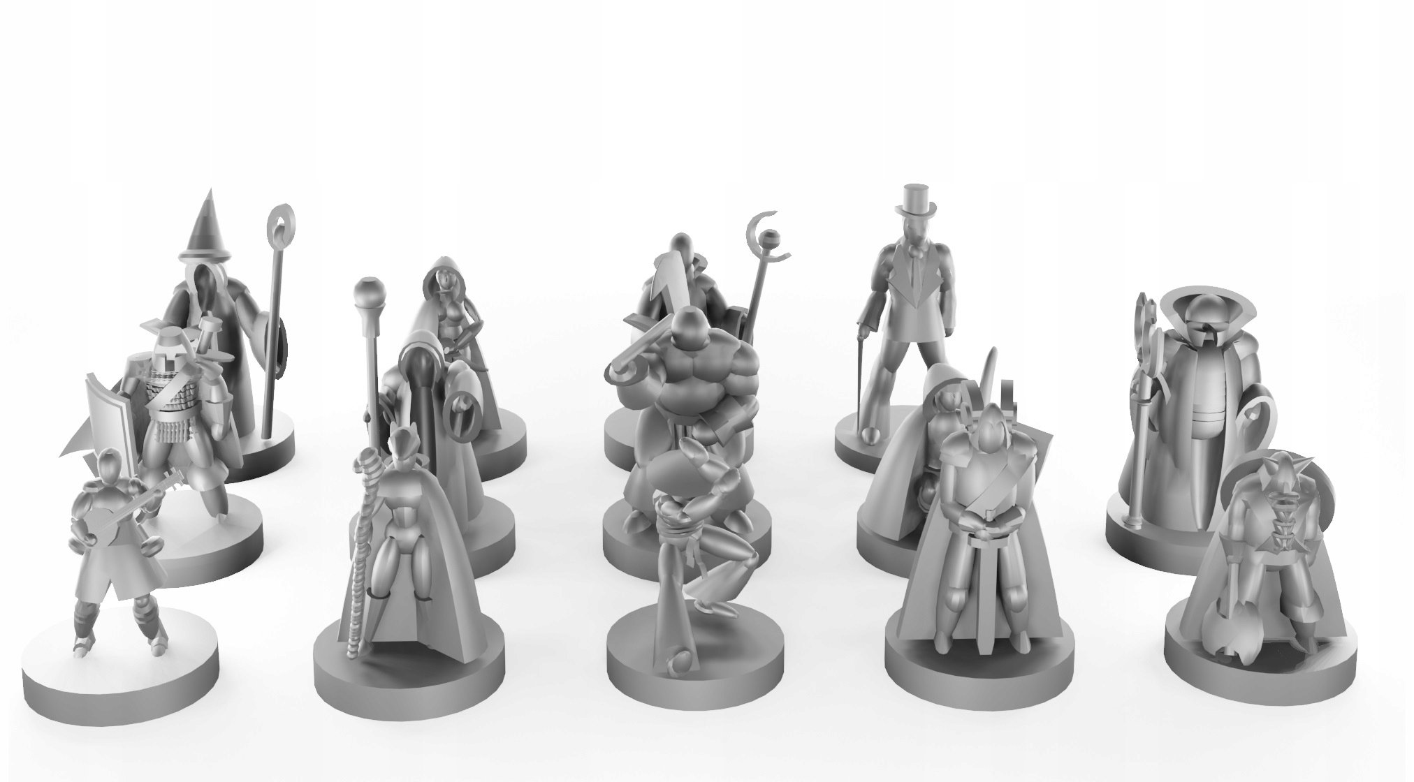 ZESTAW 14 FIGUREK NA SESJĘ DND SZARE 20 MM