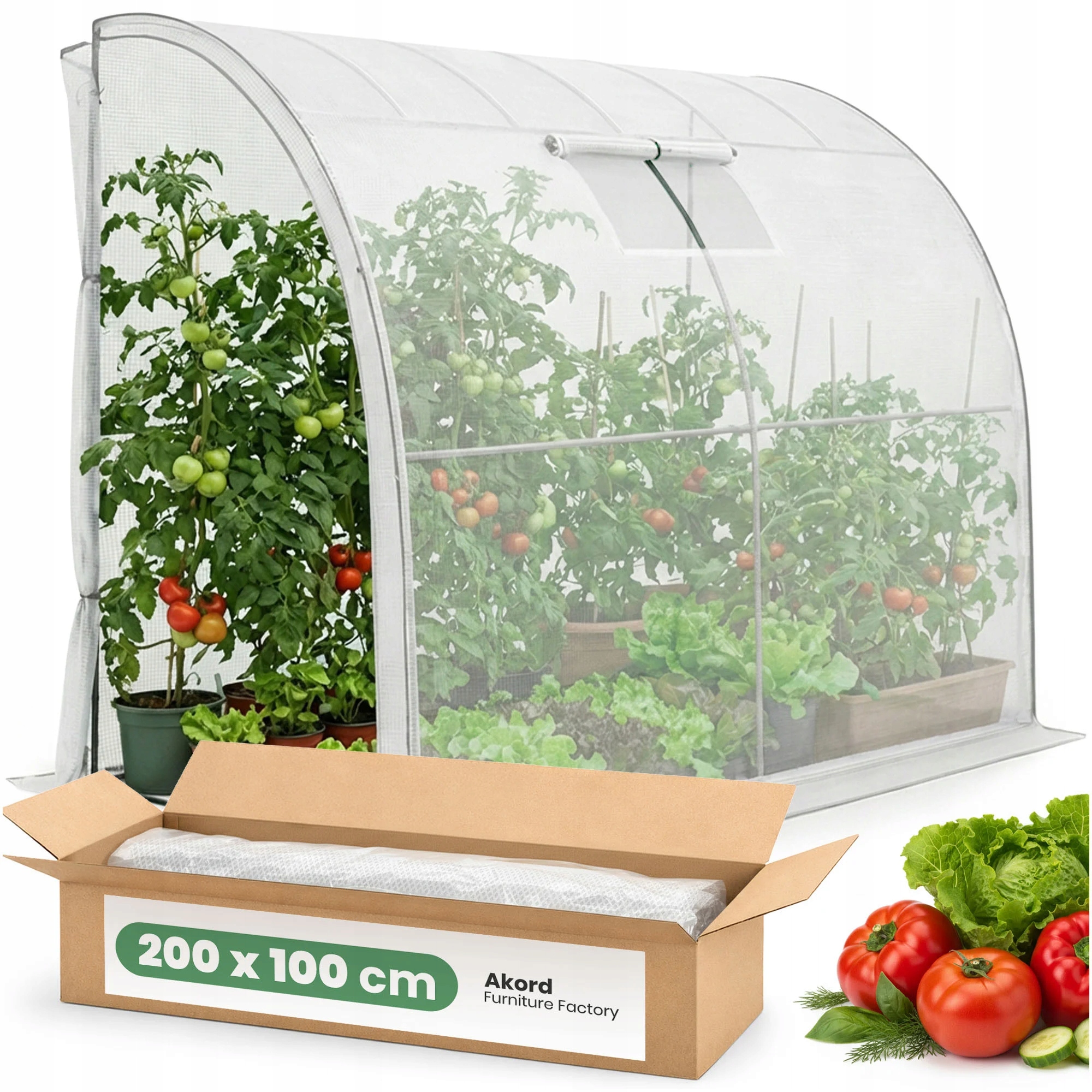 Skleník nástěnný bílý 100x200x210 cm 1 dveře 1 okno Uv fólie Pe