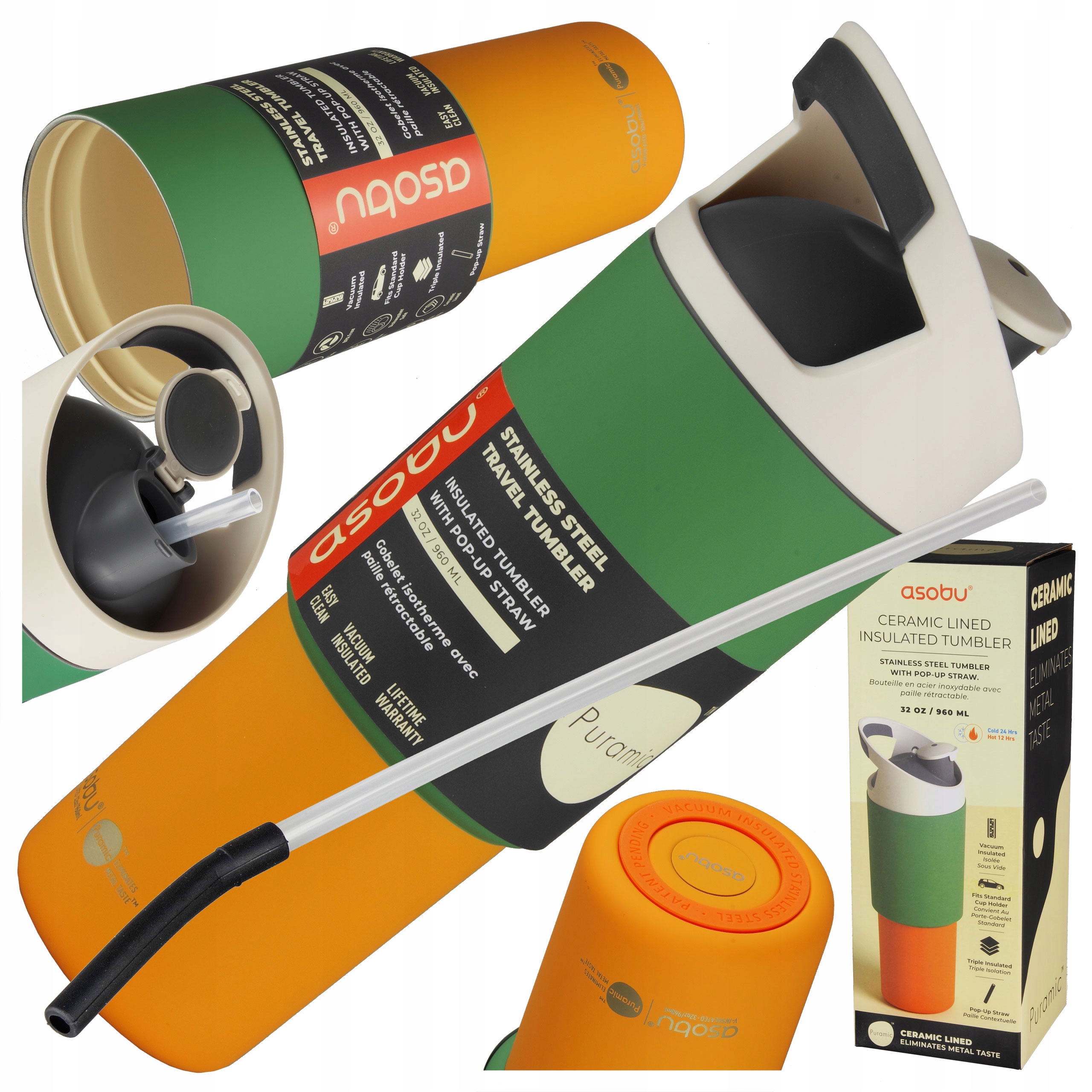 Termohrnek Asobu Láhev Termoska S Brčkem A Rukojetí 960 ml