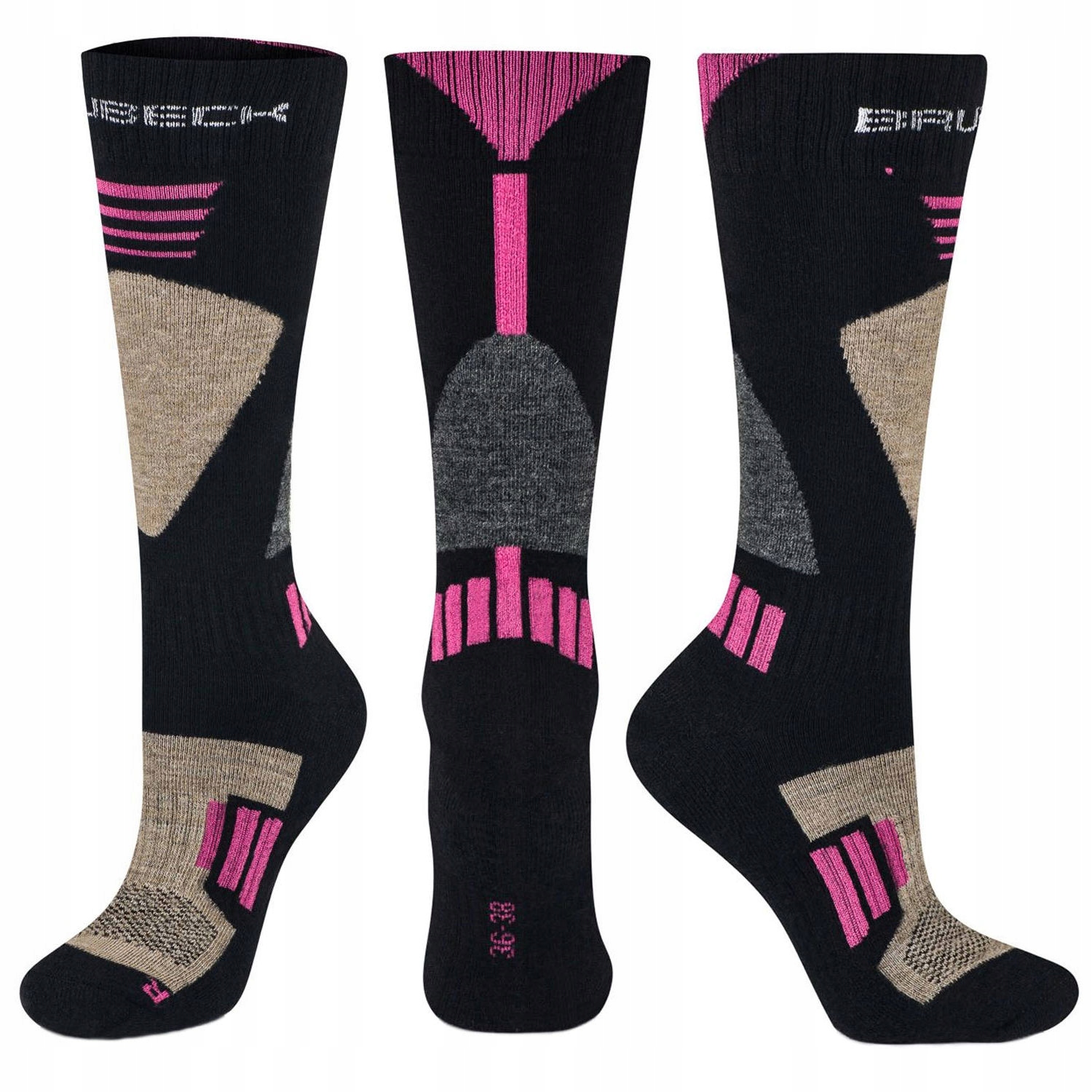 Skarpety wełniane narciarskie damskie Merino Brubeck SkiForce róż S/36-38