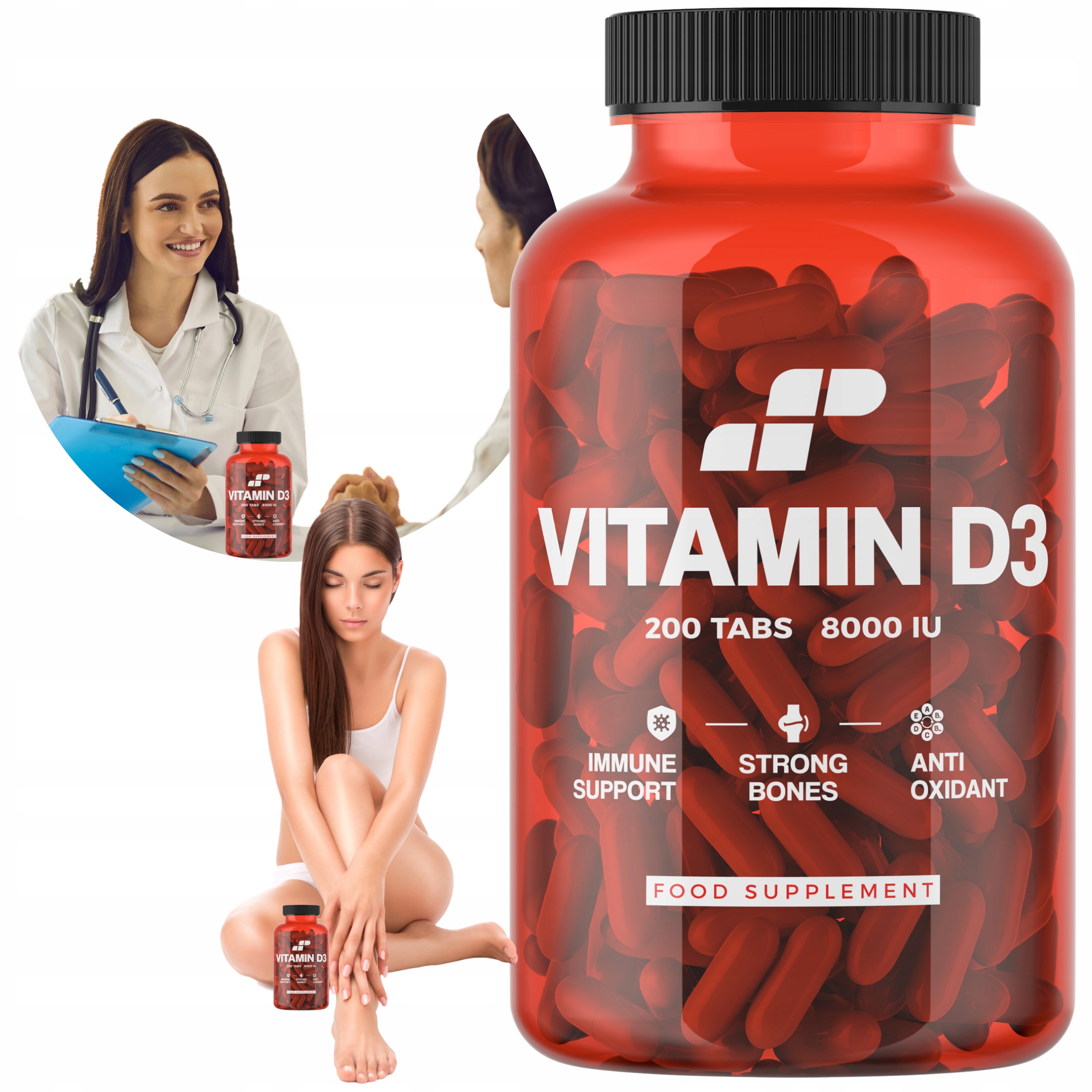 D3 Vitamín 8000 IU kosti IMUNITA Vitamin 200 tablety Muscle Power