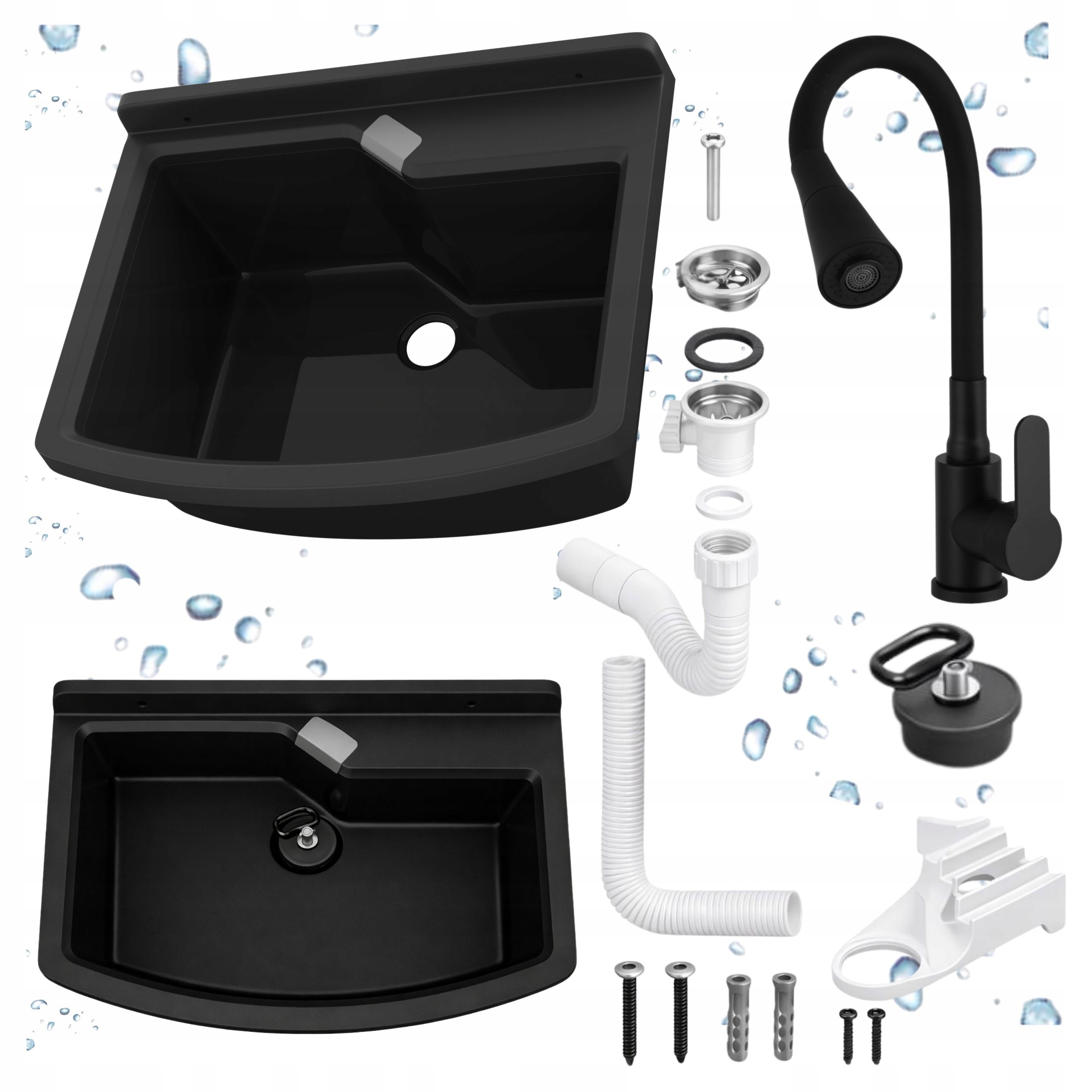 Technický Dřez Technická Komora Dřez Černá Baterie Ohebná Sada